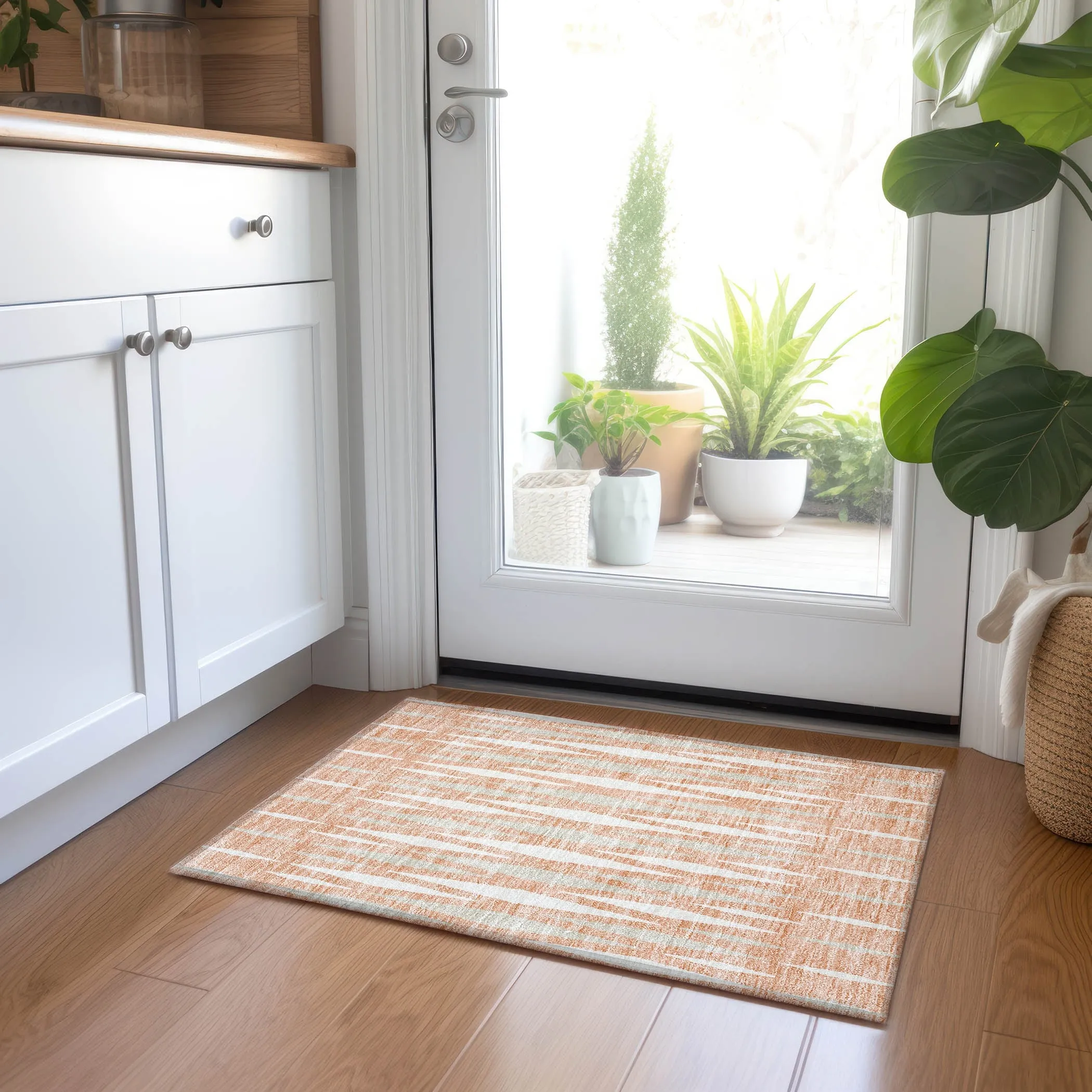 Machine Washable Indoor/ Outdoor Chantille Contemporary Mosaic Rug