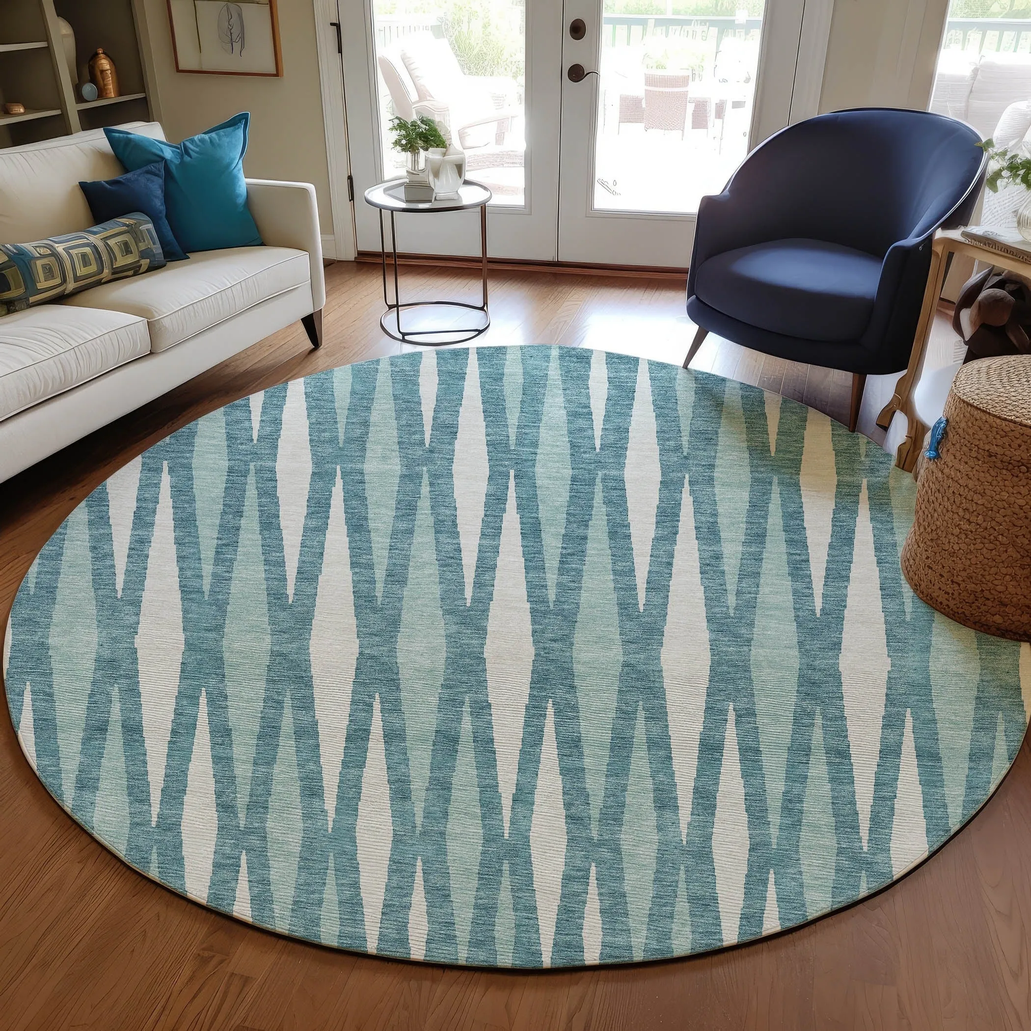 Machine Washable Indoor/ Outdoor Chantille Contemporary Mosaic Rug