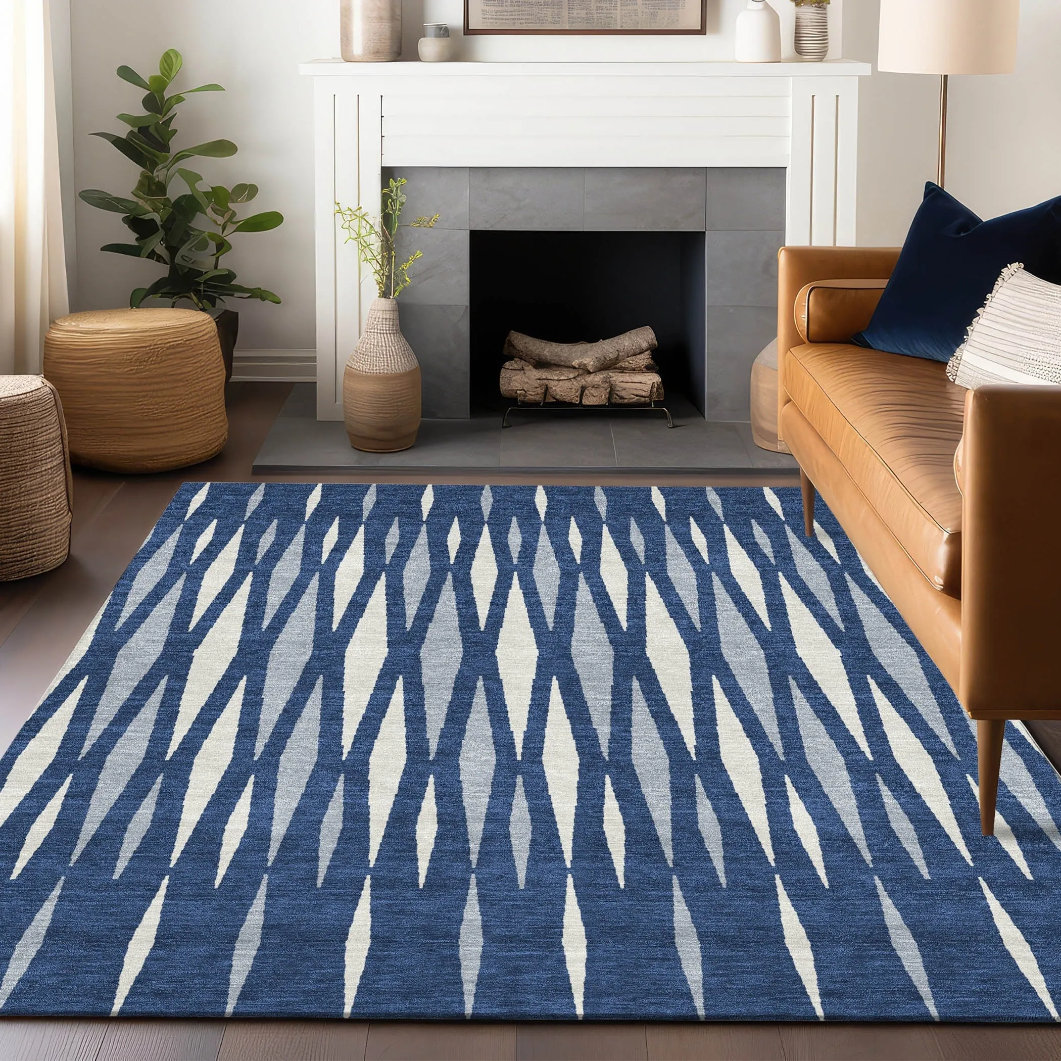 Machine Washable Indoor/ Outdoor Chantille Contemporary Mosaic Rug