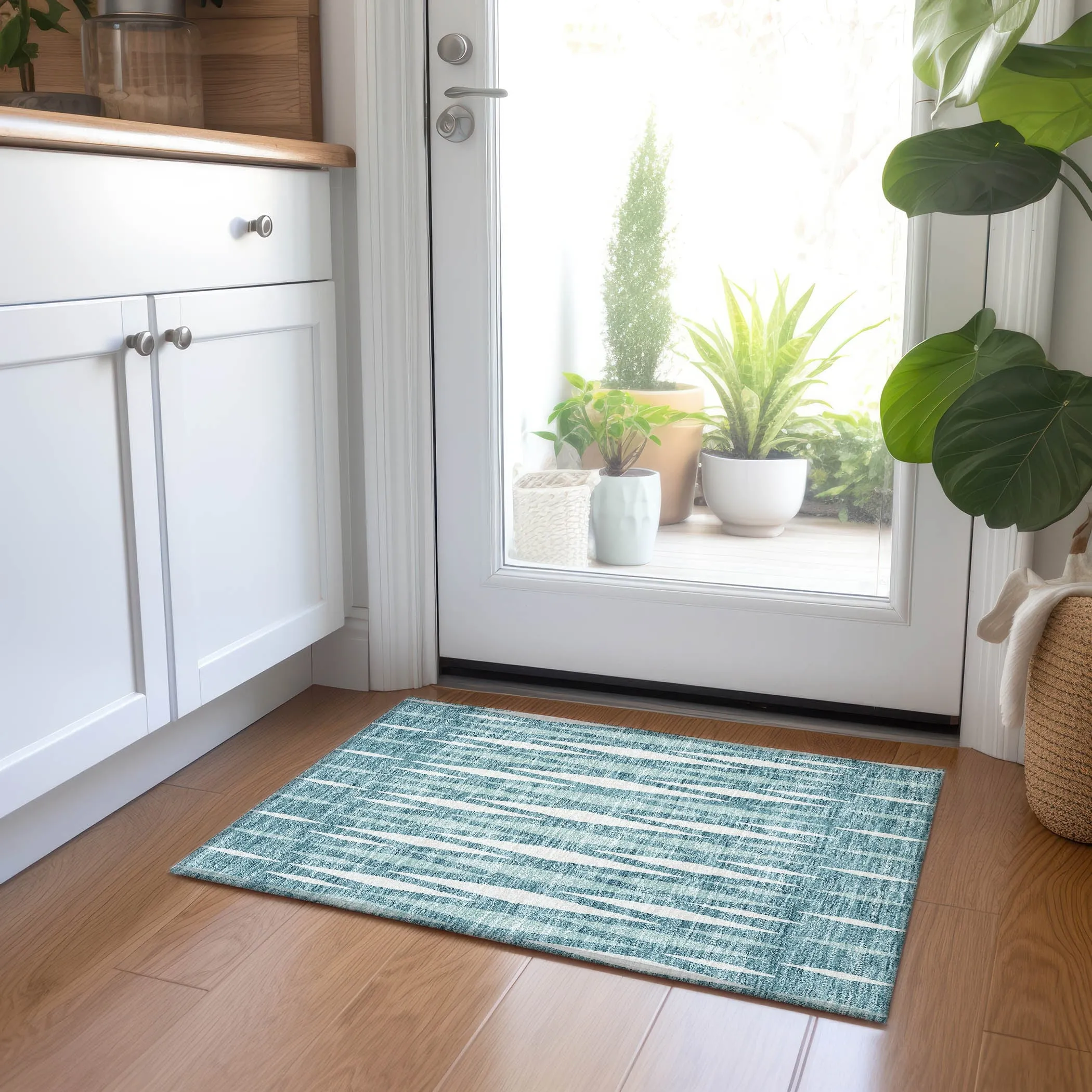 Machine Washable Indoor/ Outdoor Chantille Contemporary Mosaic Rug