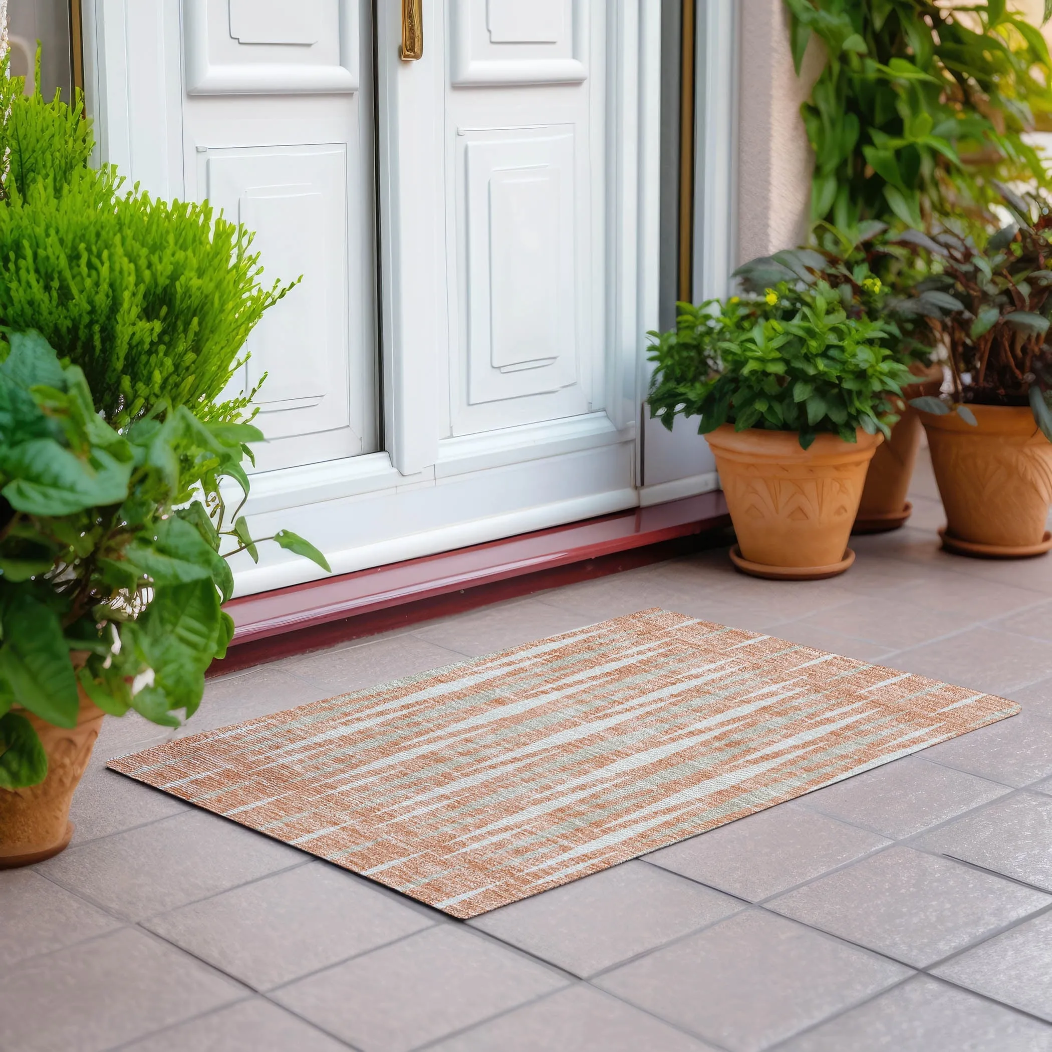 Machine Washable Indoor/ Outdoor Chantille Contemporary Mosaic Rug