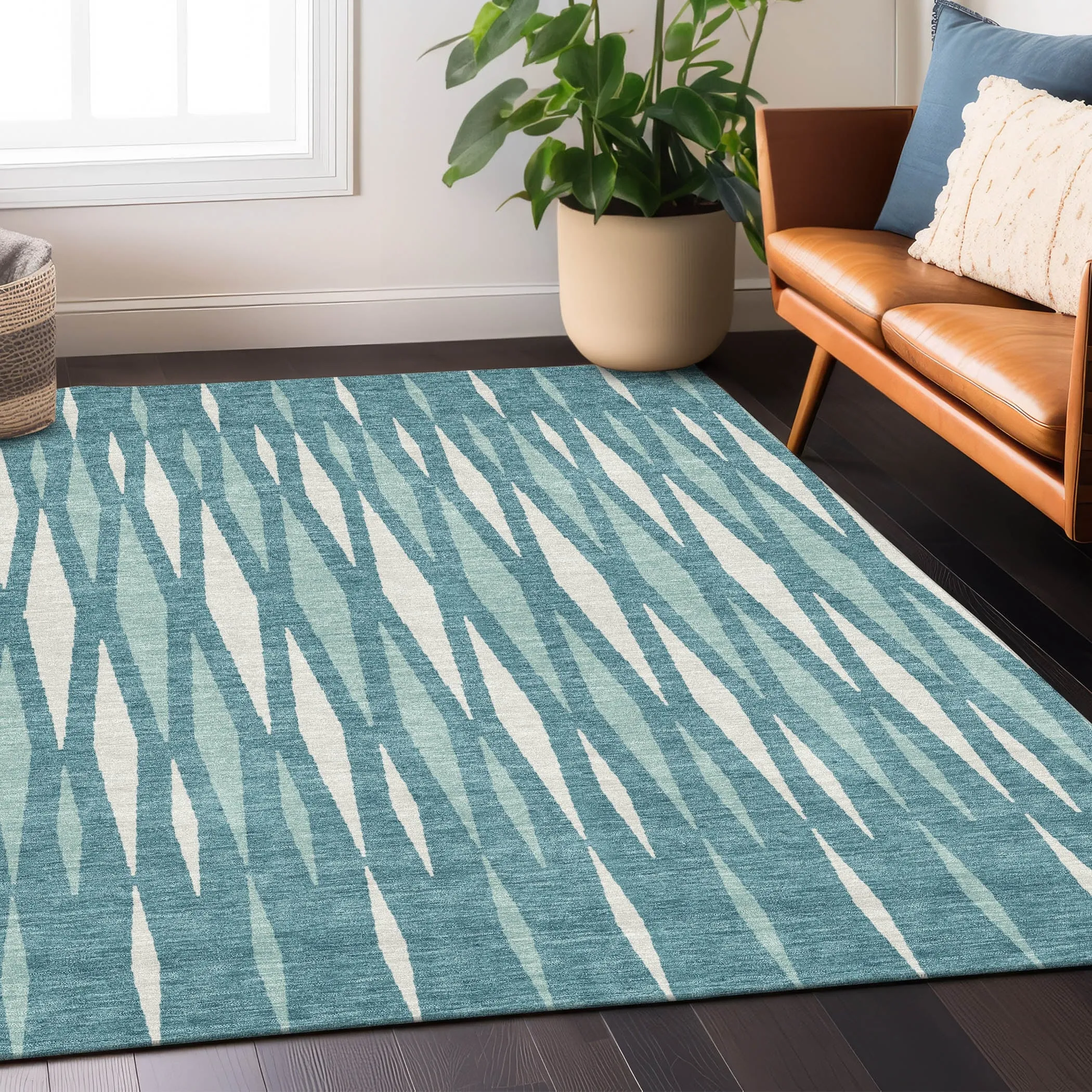Machine Washable Indoor/ Outdoor Chantille Contemporary Mosaic Rug