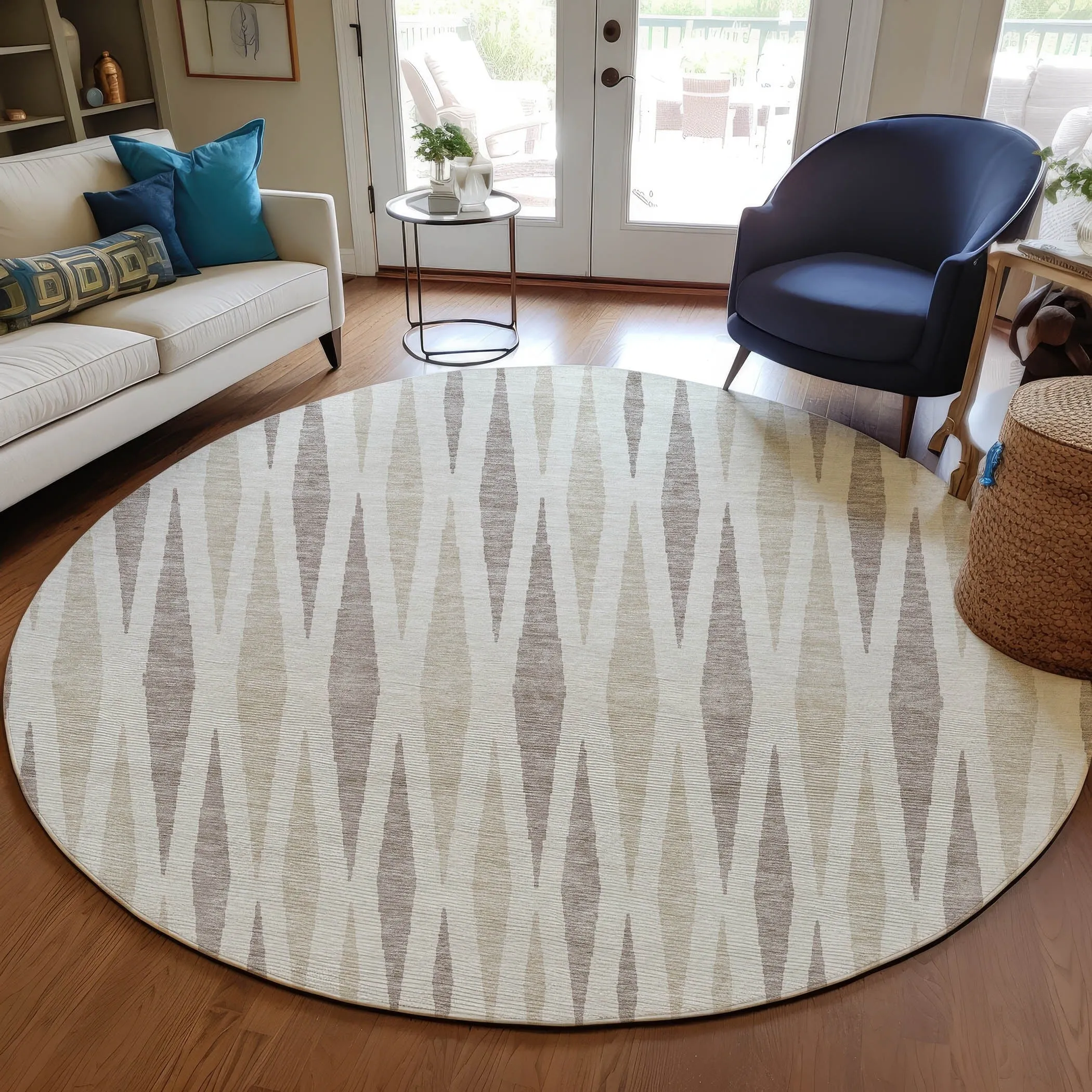 Machine Washable Indoor/ Outdoor Chantille Contemporary Mosaic Rug