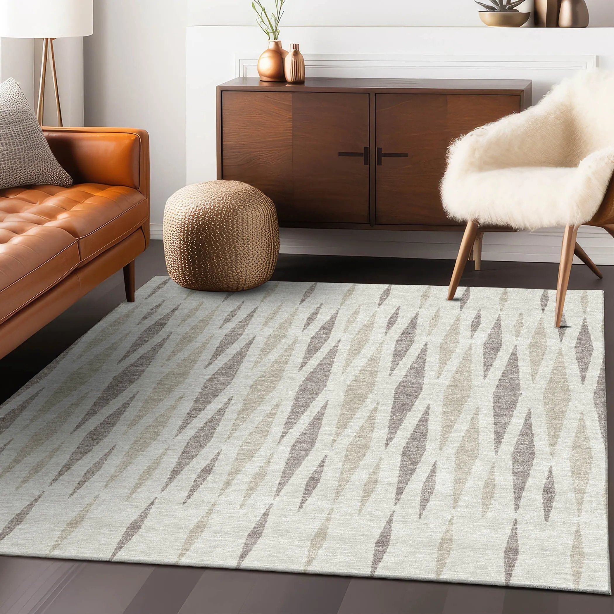 Machine Washable Indoor/ Outdoor Chantille Contemporary Mosaic Rug