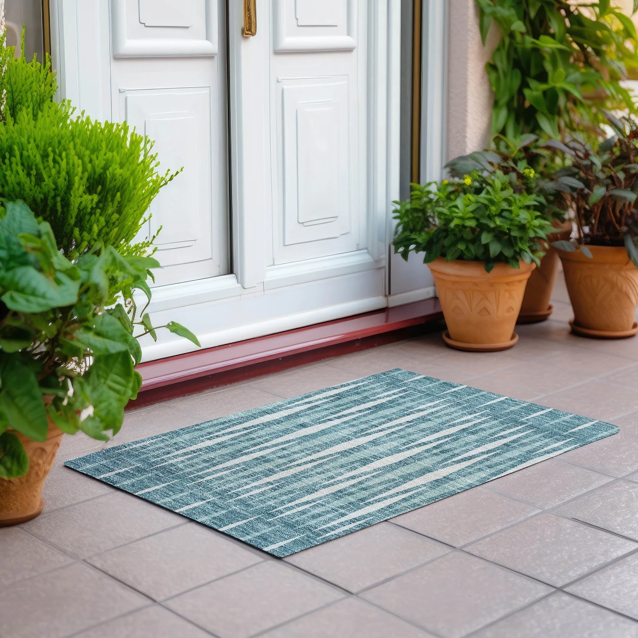 Machine Washable Indoor/ Outdoor Chantille Contemporary Mosaic Rug