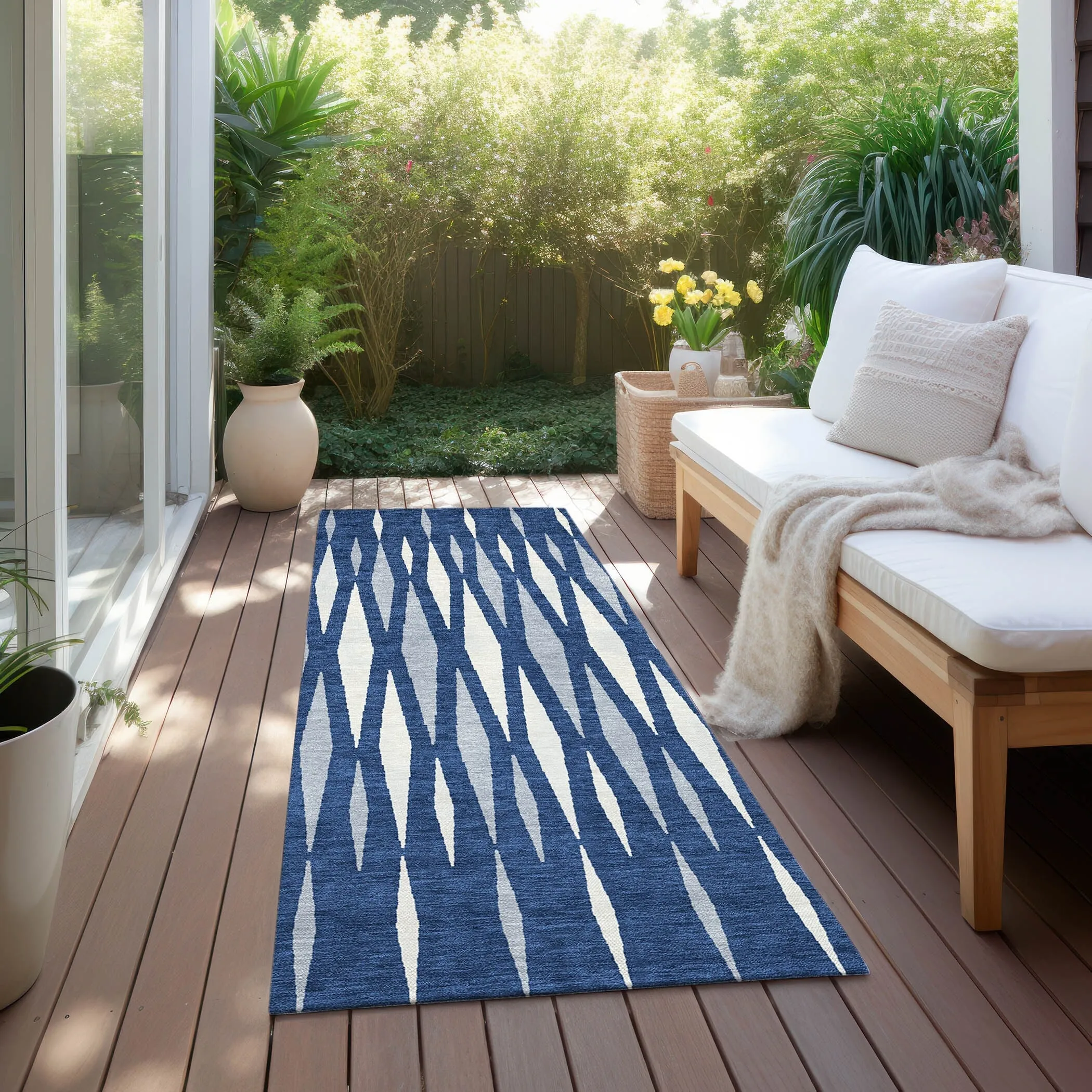 Machine Washable Indoor/ Outdoor Chantille Contemporary Mosaic Rug
