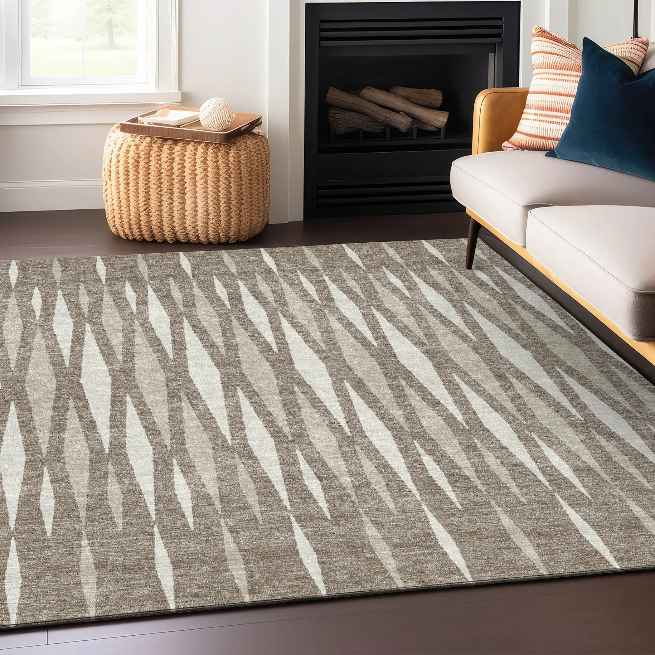 Machine Washable Indoor/ Outdoor Chantille Contemporary Mosaic Rug