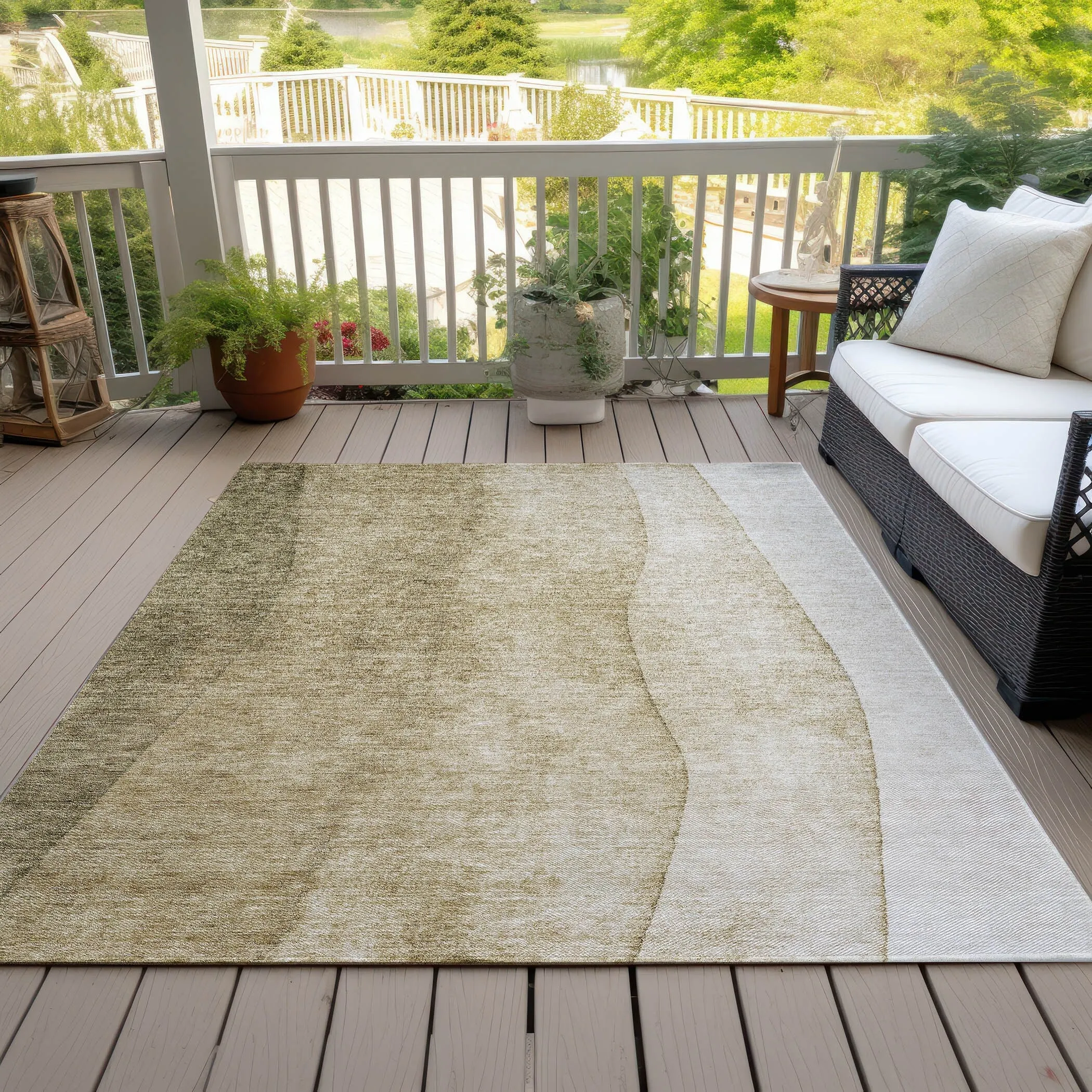 Machine Washable Indoor/ Outdoor Chantille Contemporary Ombre Rug