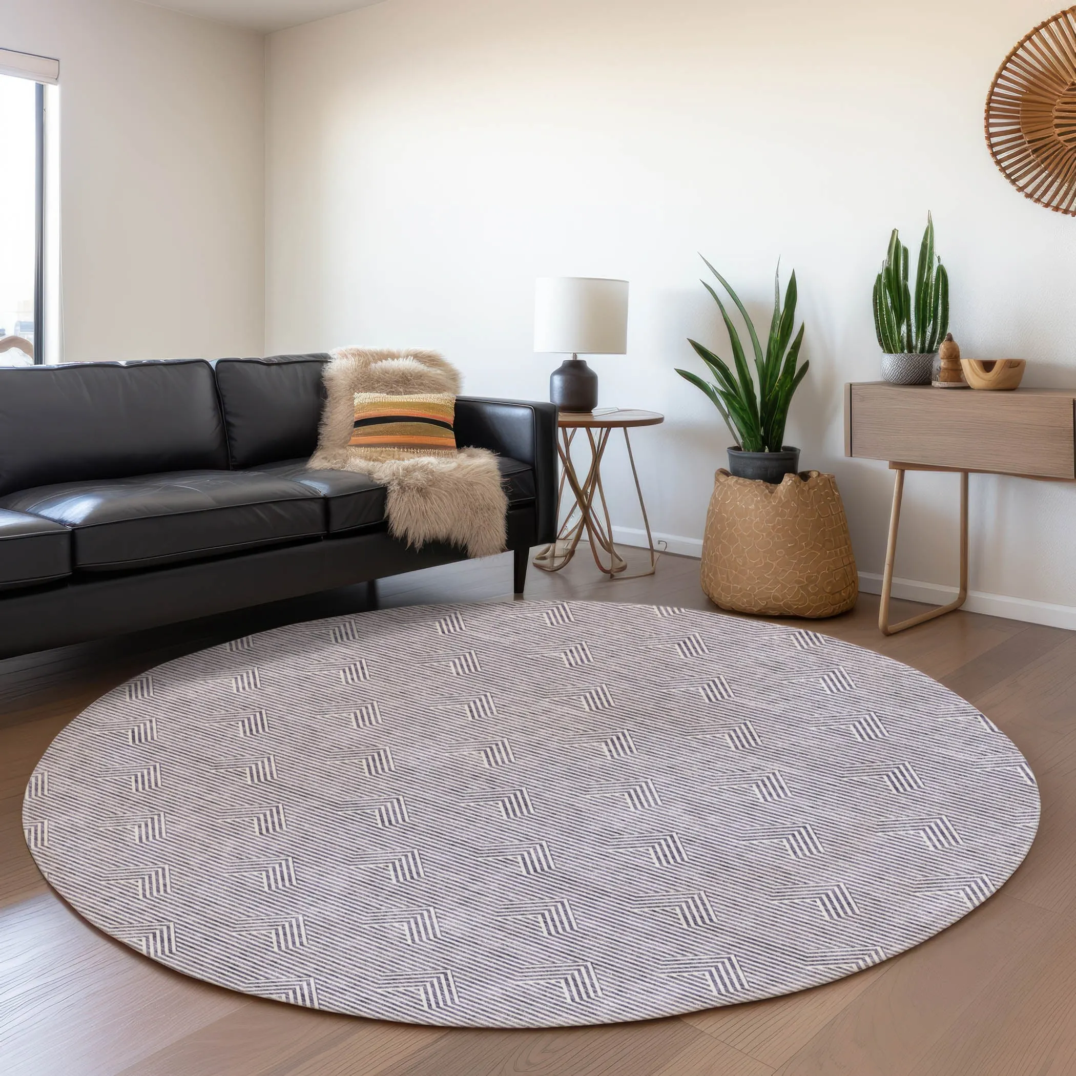 Machine Washable Indoor/ Outdoor Chantille Contemporary Stripe Rug
