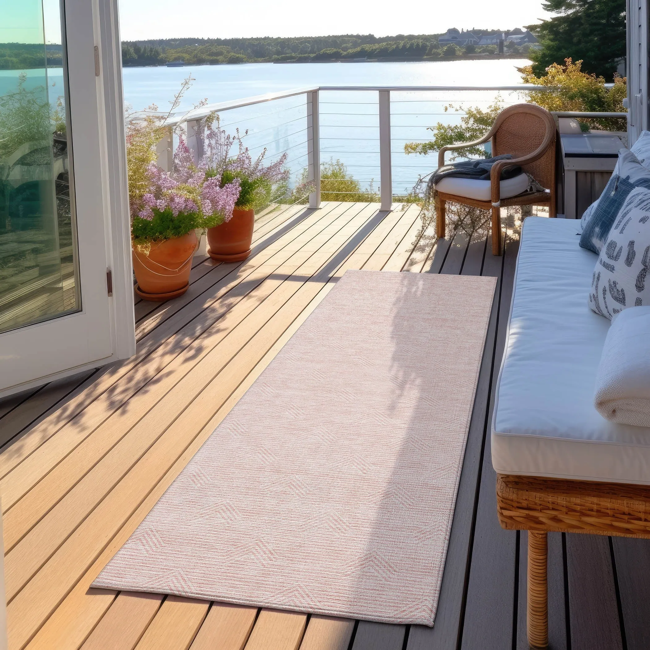 Machine Washable Indoor/ Outdoor Chantille Contemporary Stripe Rug