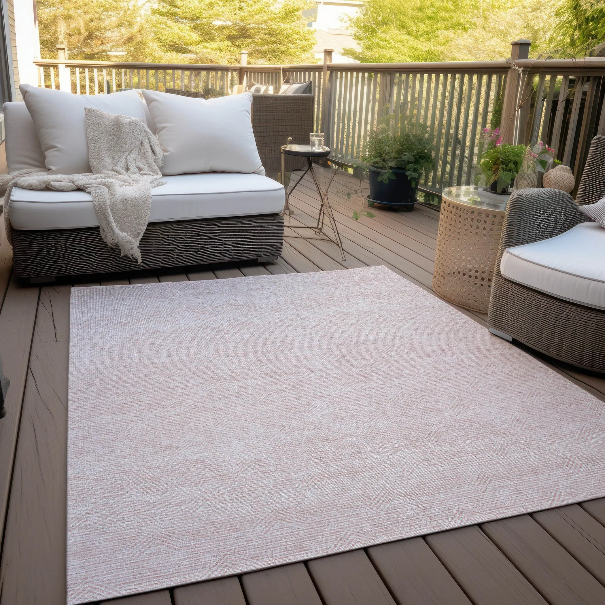 Machine Washable Indoor/ Outdoor Chantille Contemporary Stripe Rug