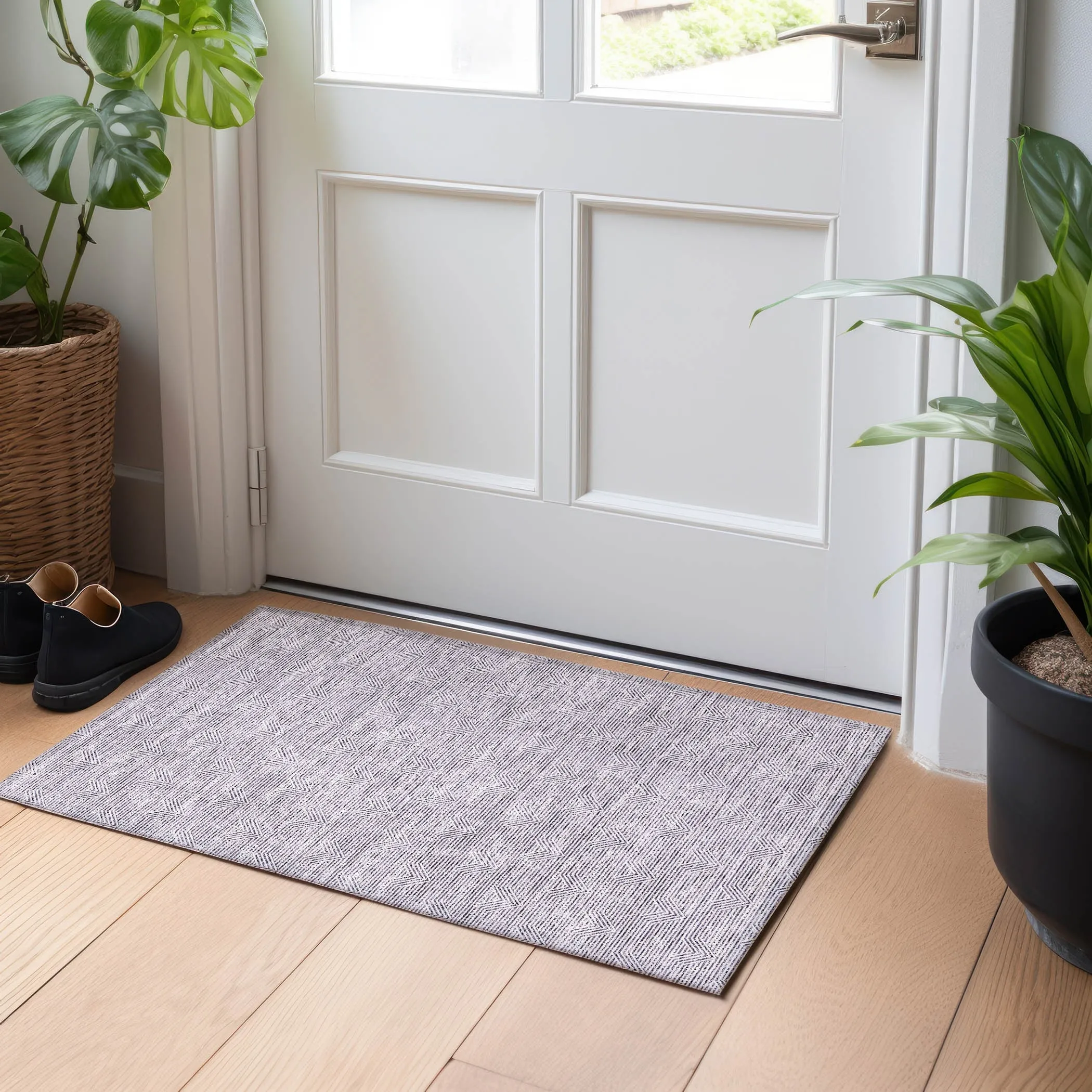 Machine Washable Indoor/ Outdoor Chantille Contemporary Stripe Rug