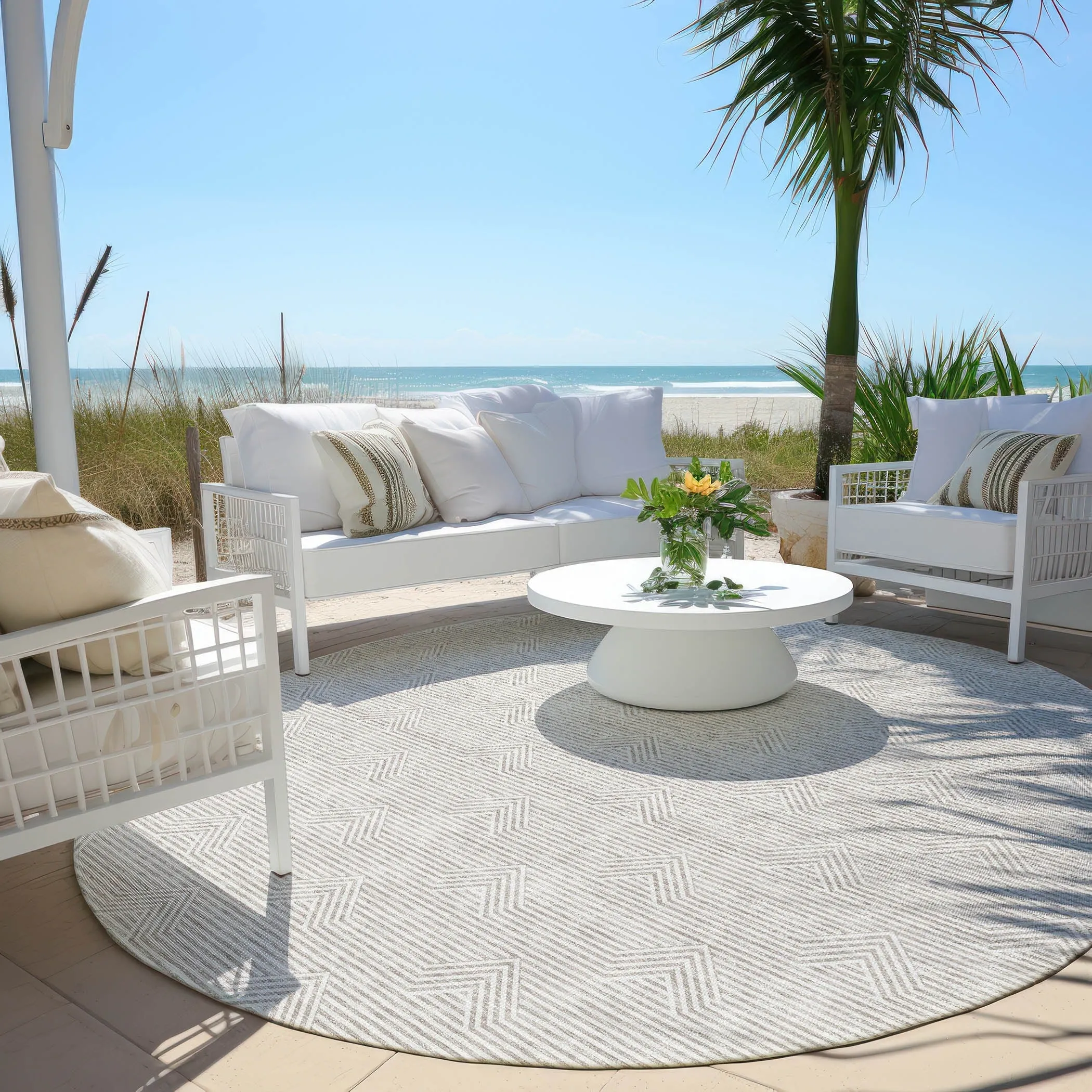 Machine Washable Indoor/ Outdoor Chantille Contemporary Stripe Rug