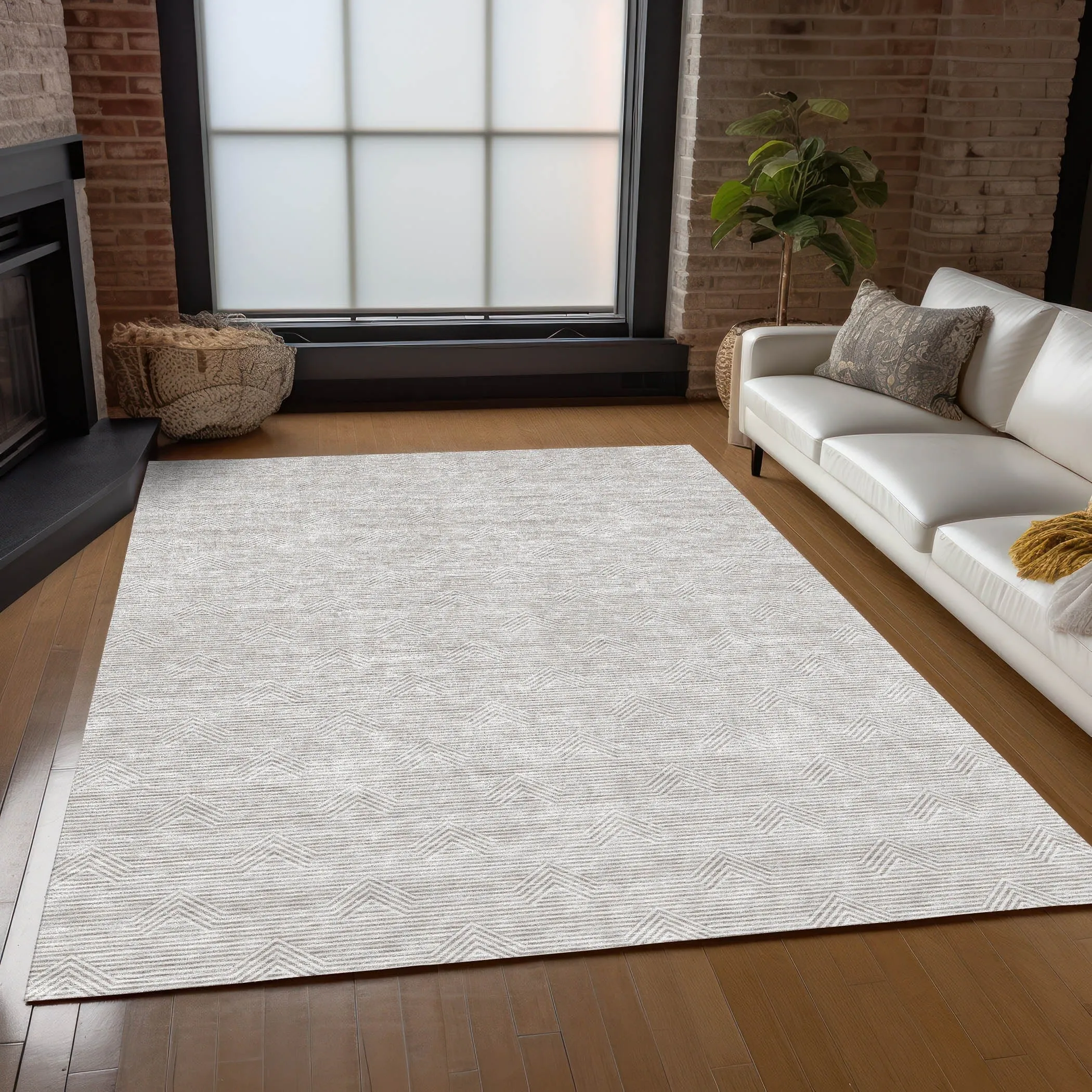 Machine Washable Indoor/ Outdoor Chantille Contemporary Stripe Rug
