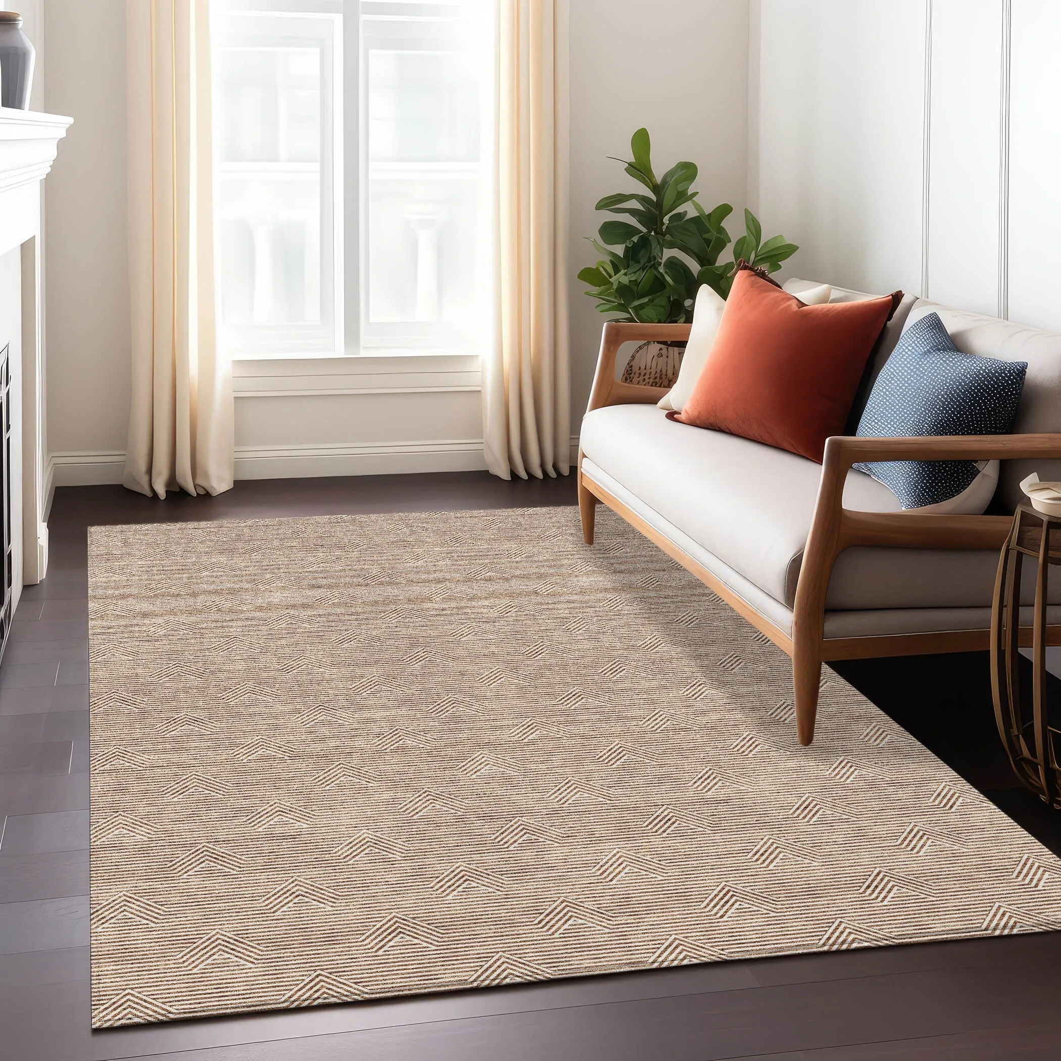 Machine Washable Indoor/ Outdoor Chantille Contemporary Stripe Rug
