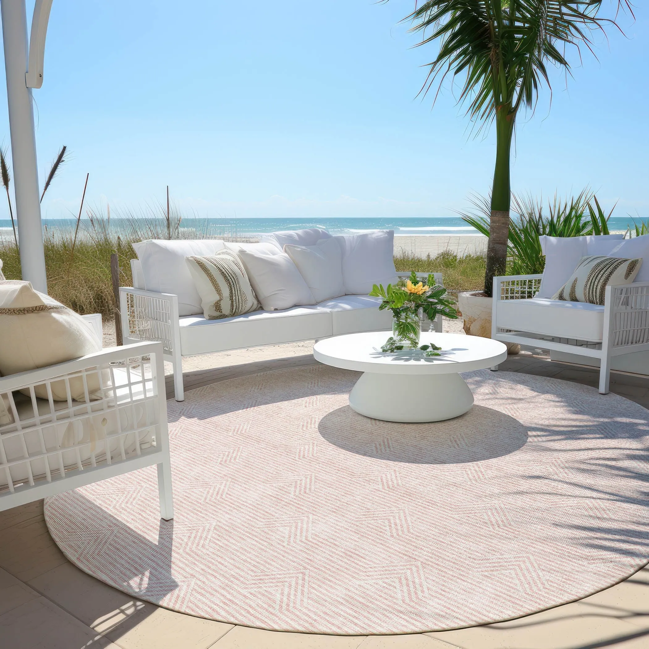 Machine Washable Indoor/ Outdoor Chantille Contemporary Stripe Rug
