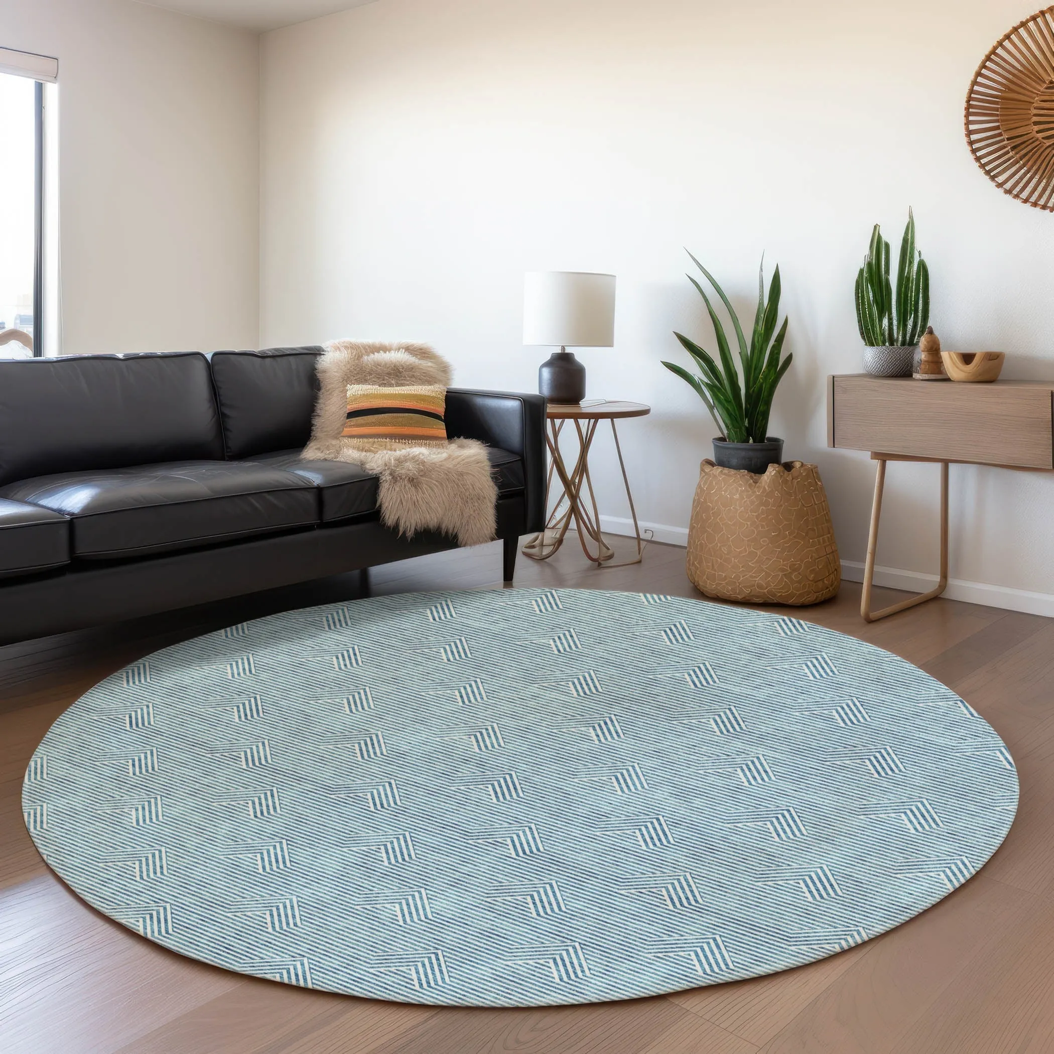 Machine Washable Indoor/ Outdoor Chantille Contemporary Stripe Rug