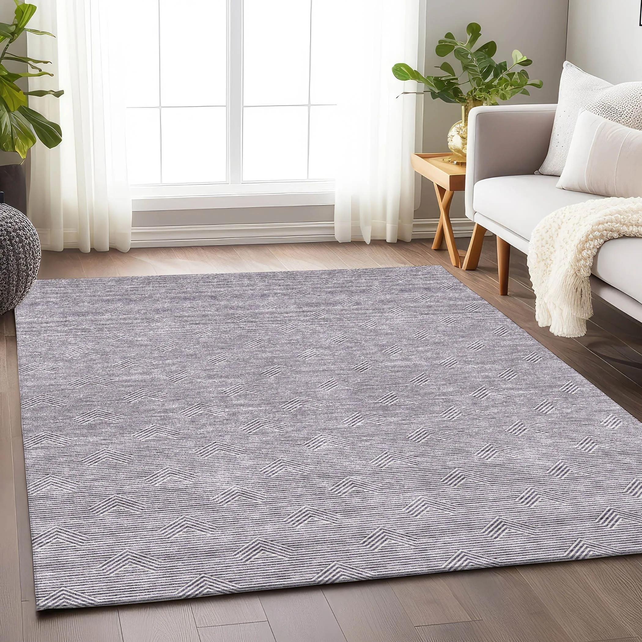 Machine Washable Indoor/ Outdoor Chantille Contemporary Stripe Rug
