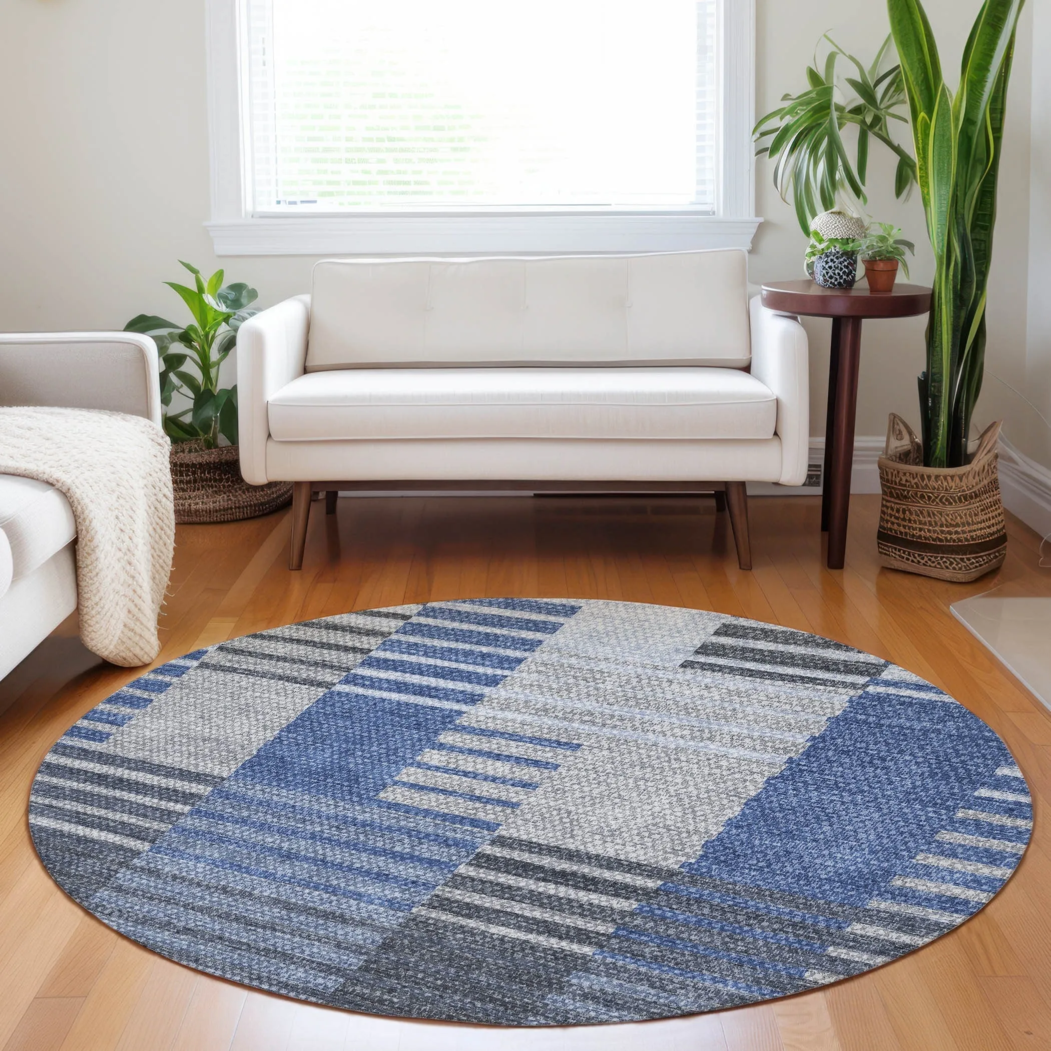 Machine Washable Indoor/ Outdoor Chantille Contemporary Stripes Rug