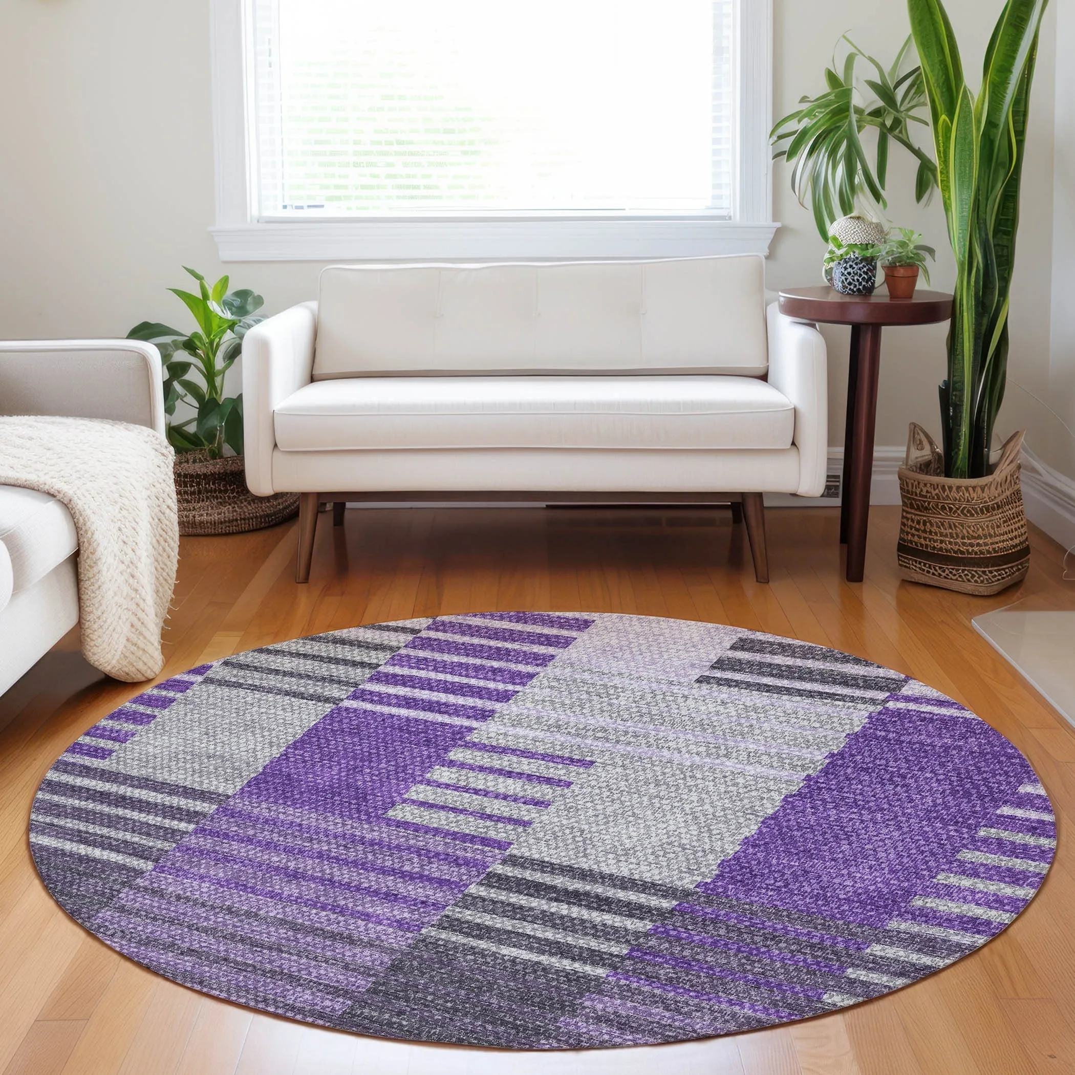 Machine Washable Indoor/ Outdoor Chantille Contemporary Stripes Rug