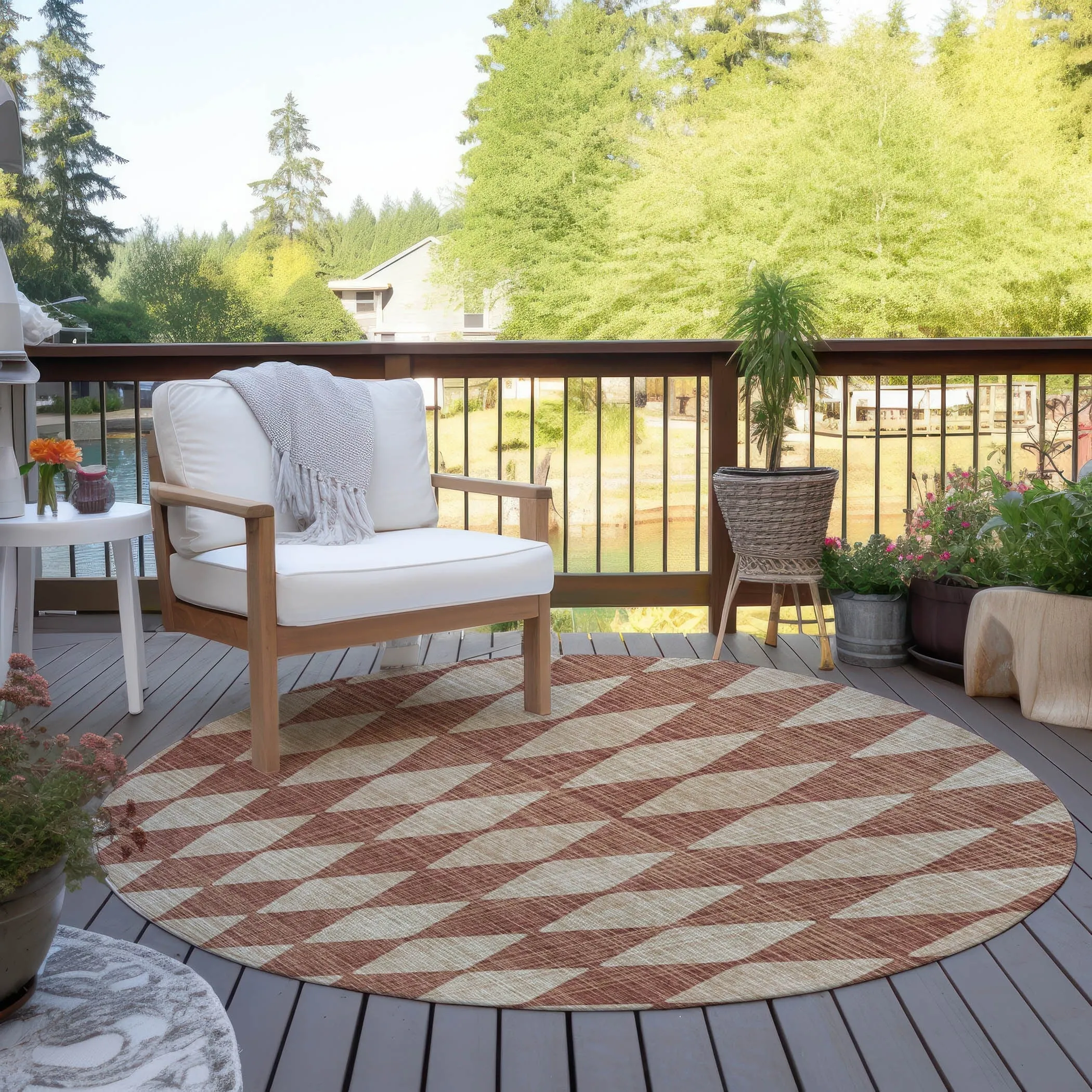 Machine Washable Indoor/ Outdoor Chantille Diamond Argyle Rug