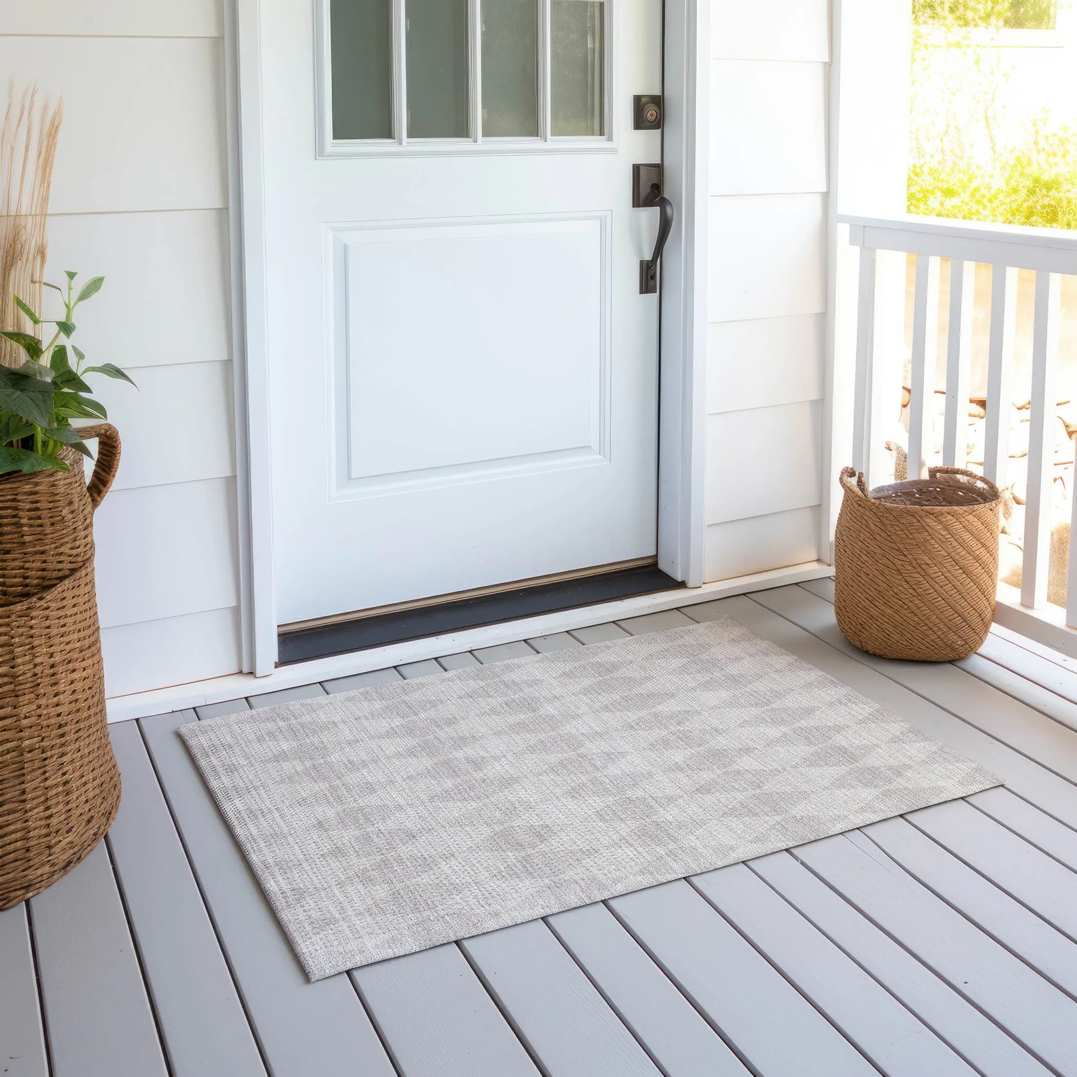Machine Washable Indoor/ Outdoor Chantille Diamond Argyle Rug