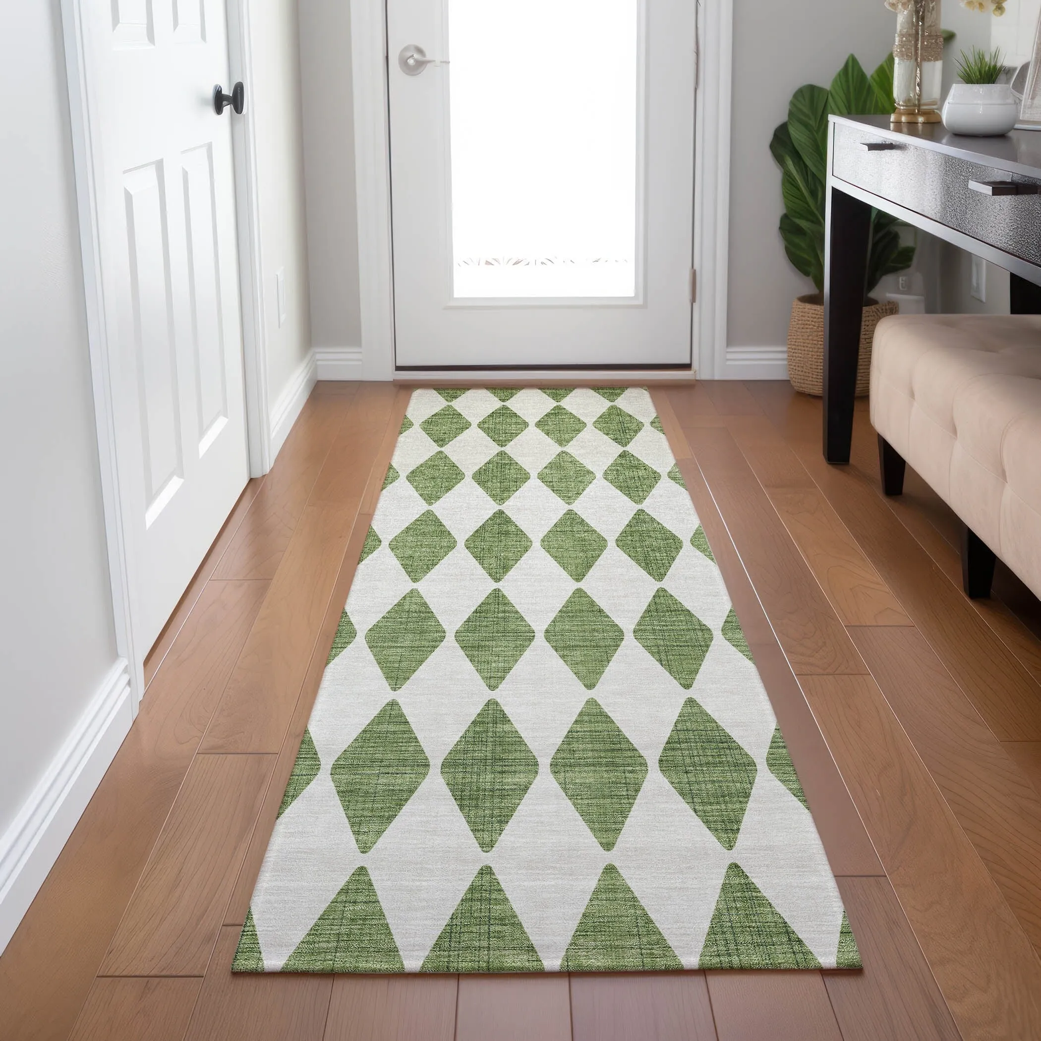 Machine Washable Indoor/ Outdoor Chantille Diamond Argyle Rug