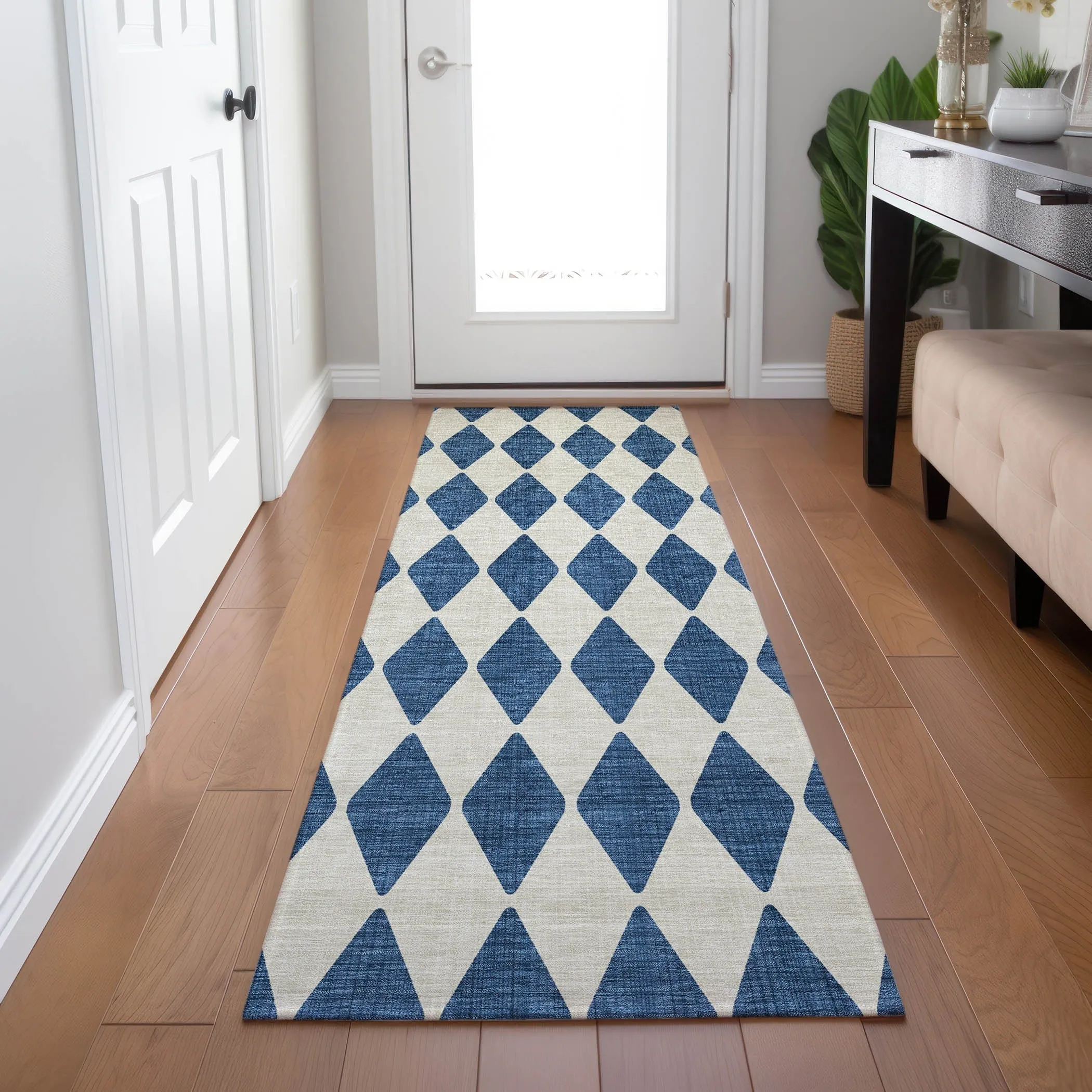 Machine Washable Indoor/ Outdoor Chantille Diamond Argyle Rug