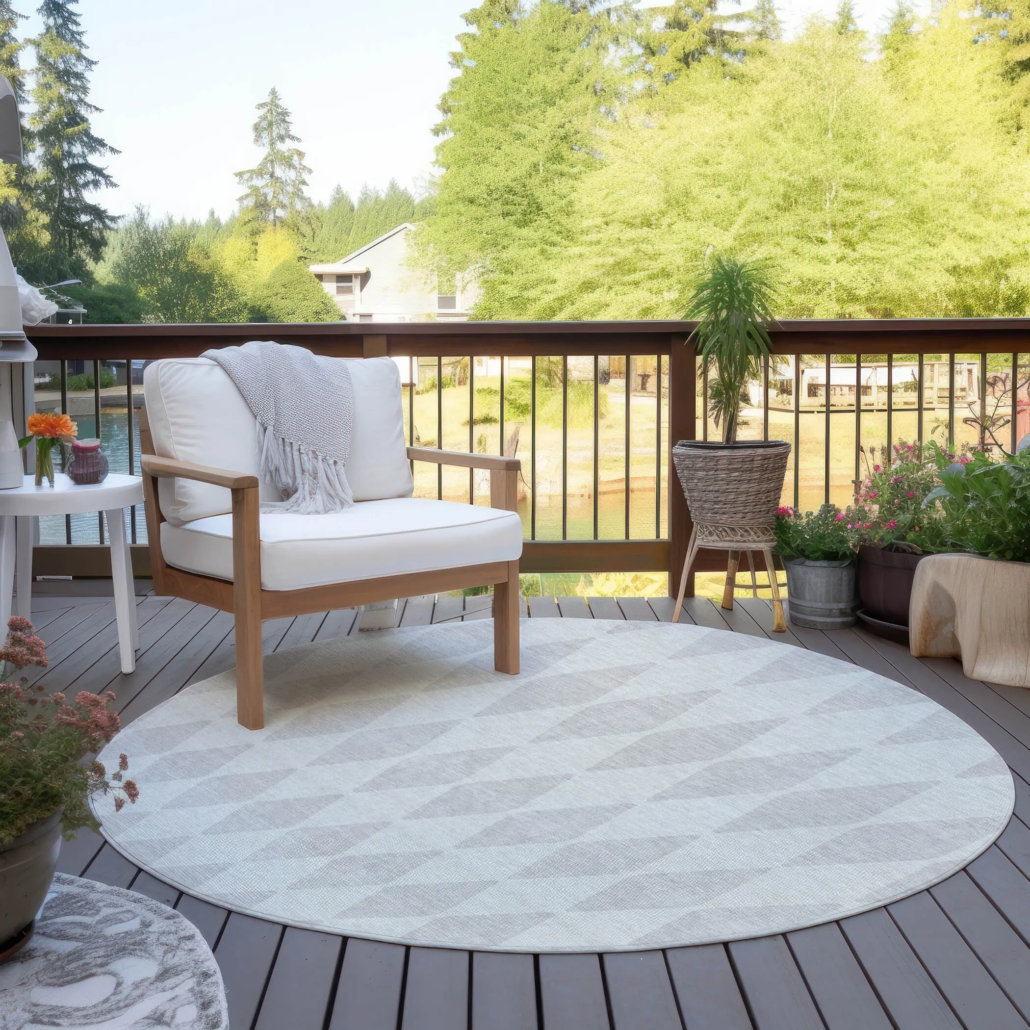 Machine Washable Indoor/ Outdoor Chantille Diamond Argyle Rug