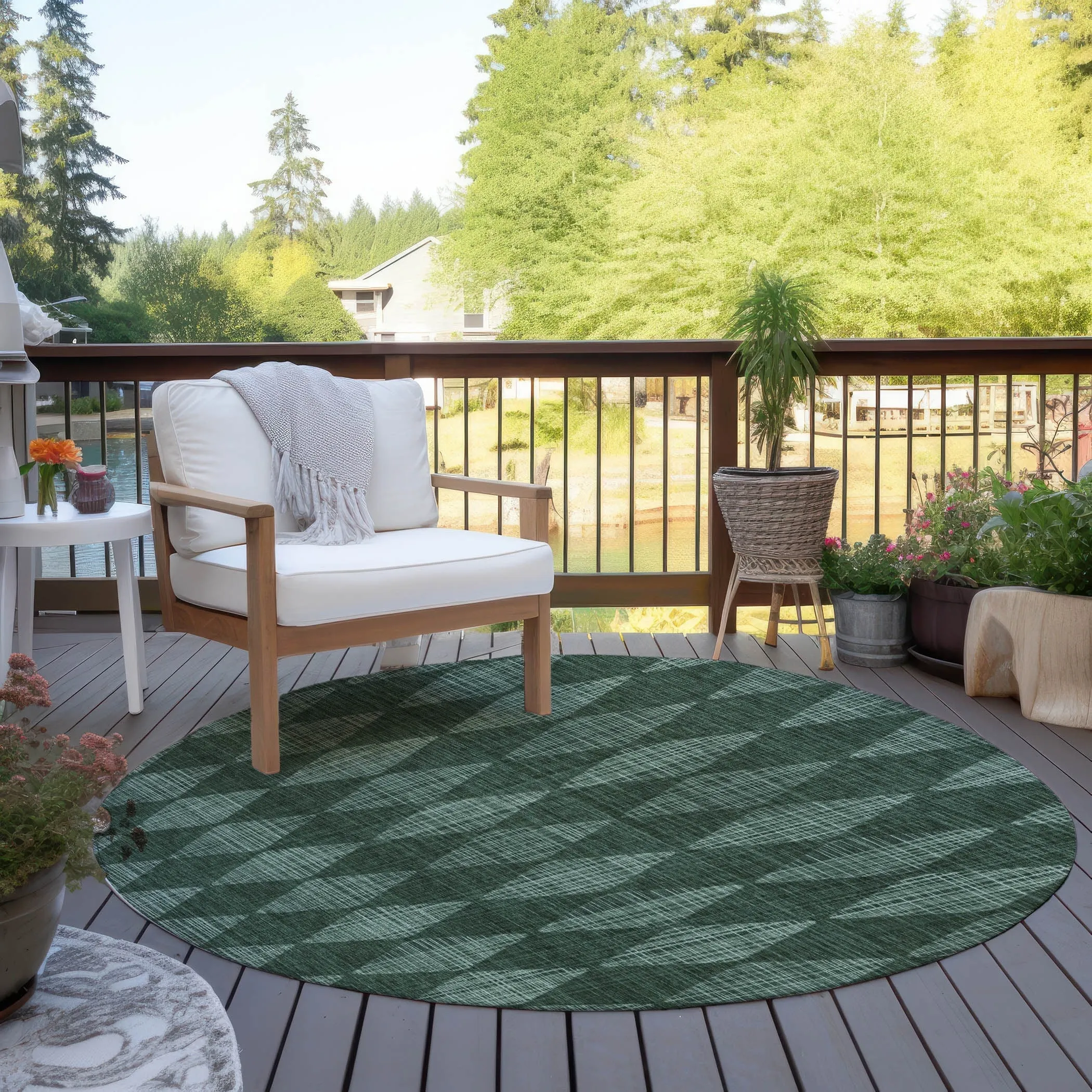 Machine Washable Indoor/ Outdoor Chantille Diamond Argyle Rug