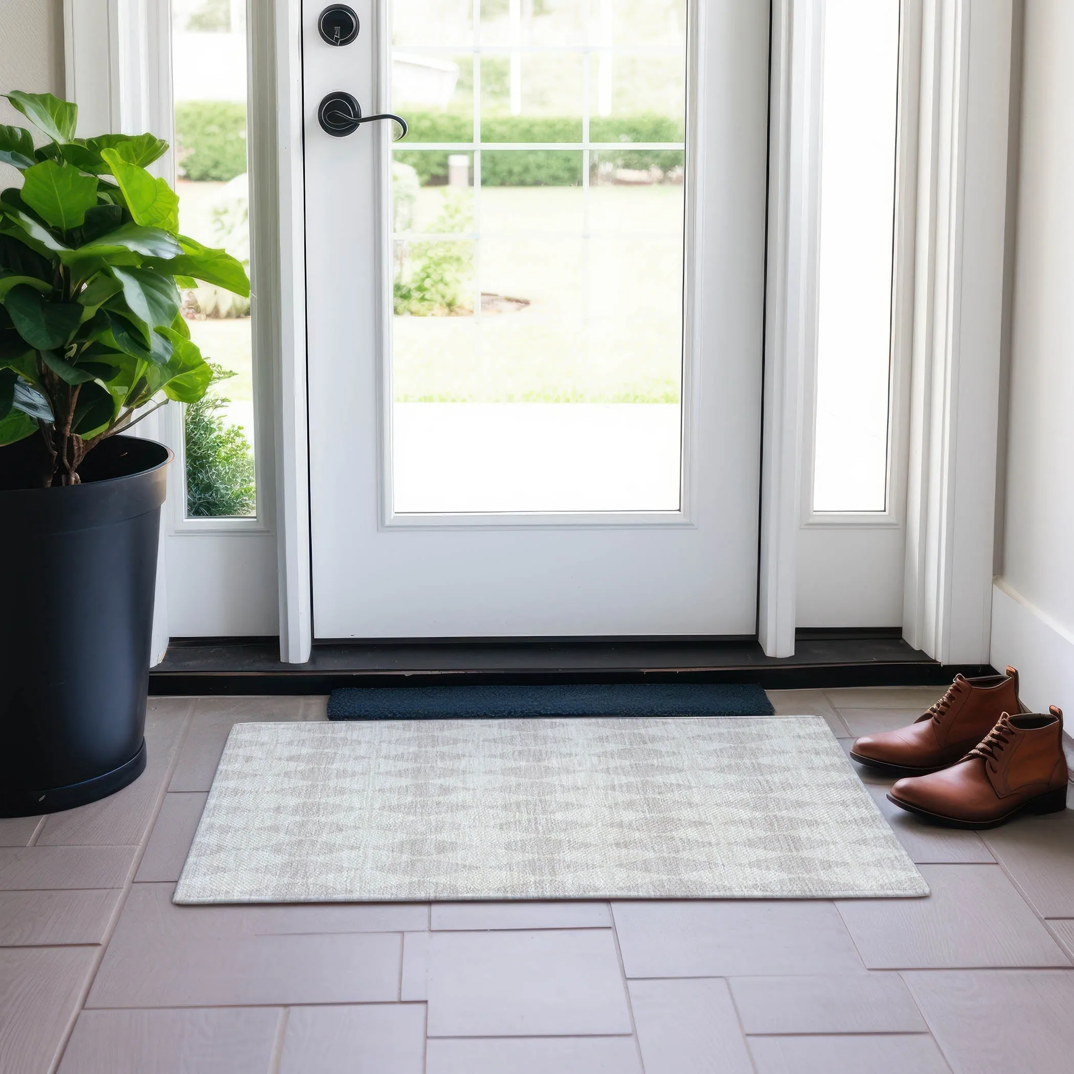 Machine Washable Indoor/ Outdoor Chantille Diamond Argyle Rug
