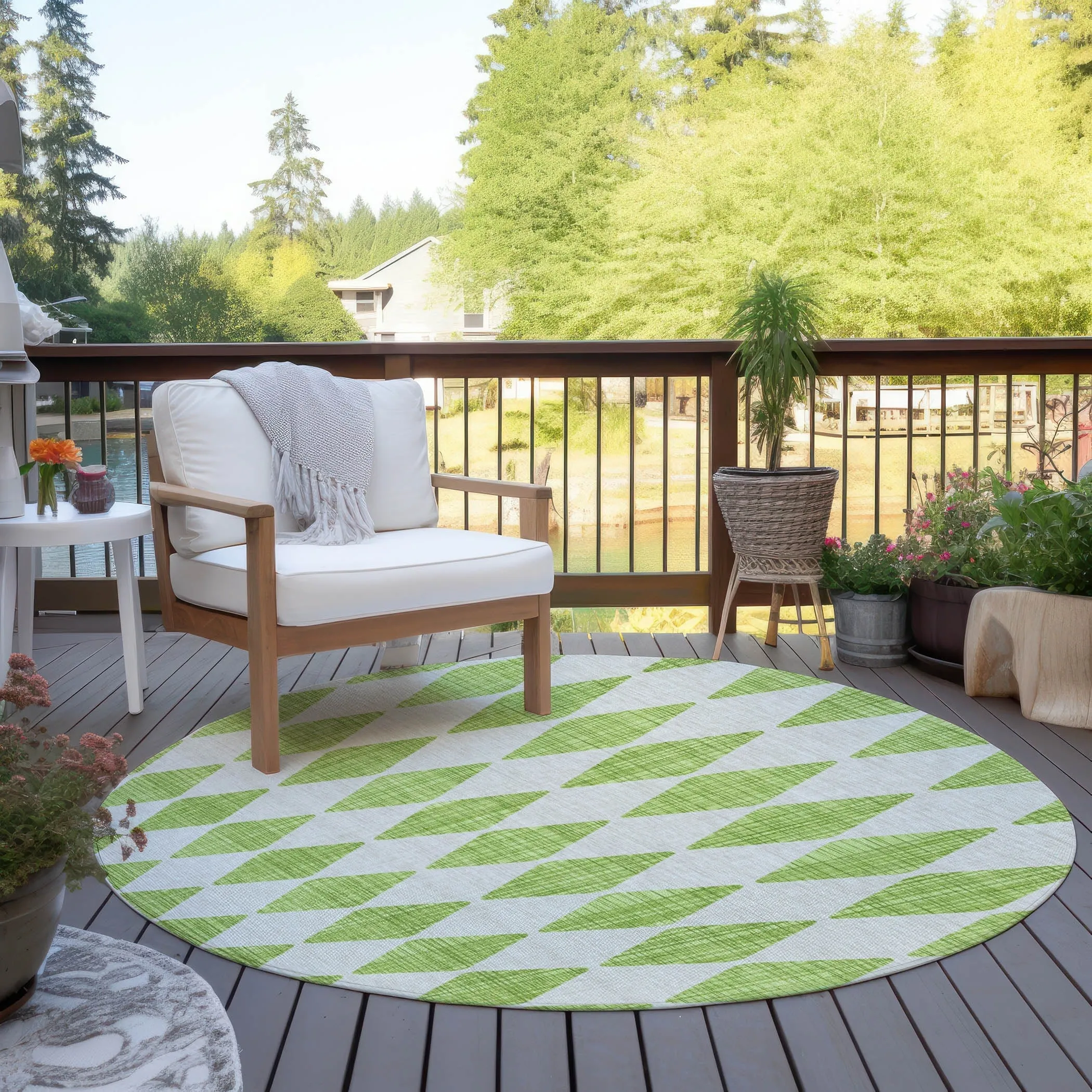 Machine Washable Indoor/ Outdoor Chantille Diamond Argyle Rug