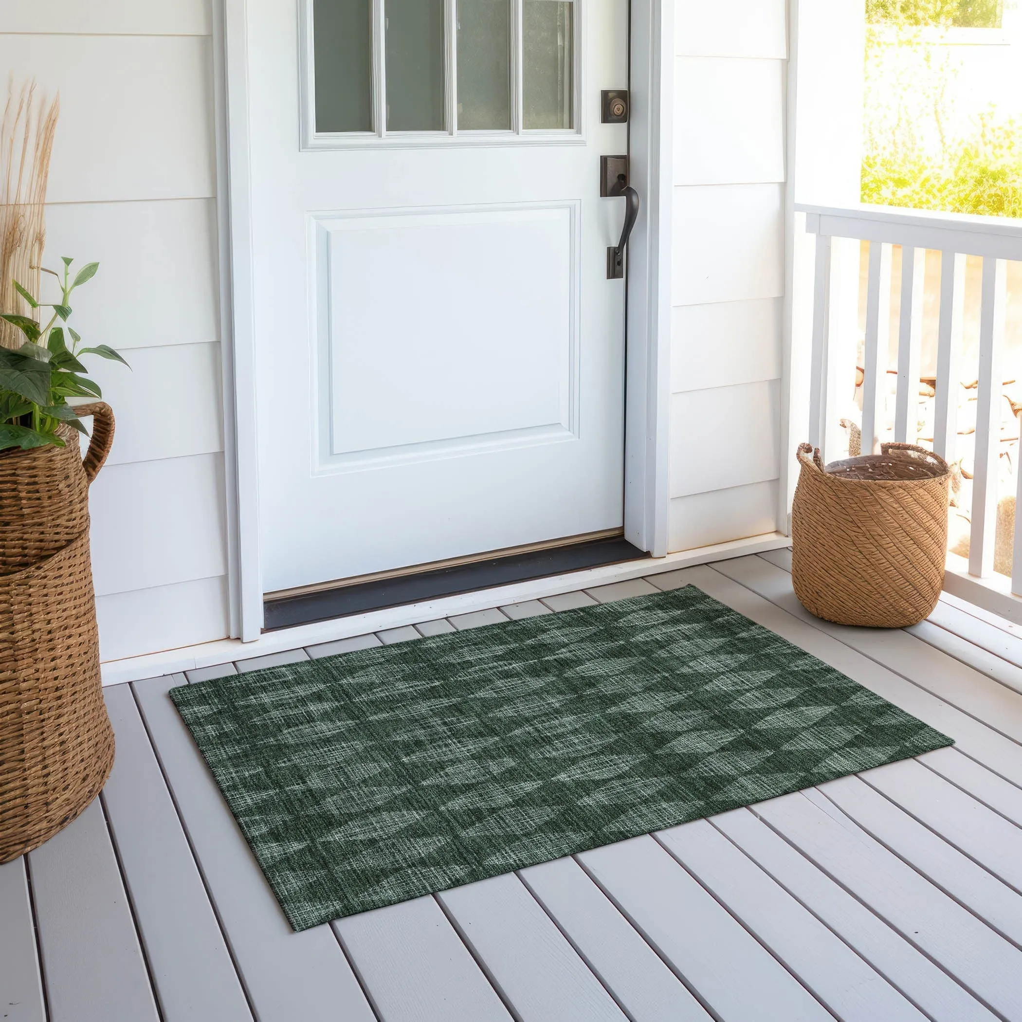 Machine Washable Indoor/ Outdoor Chantille Diamond Argyle Rug