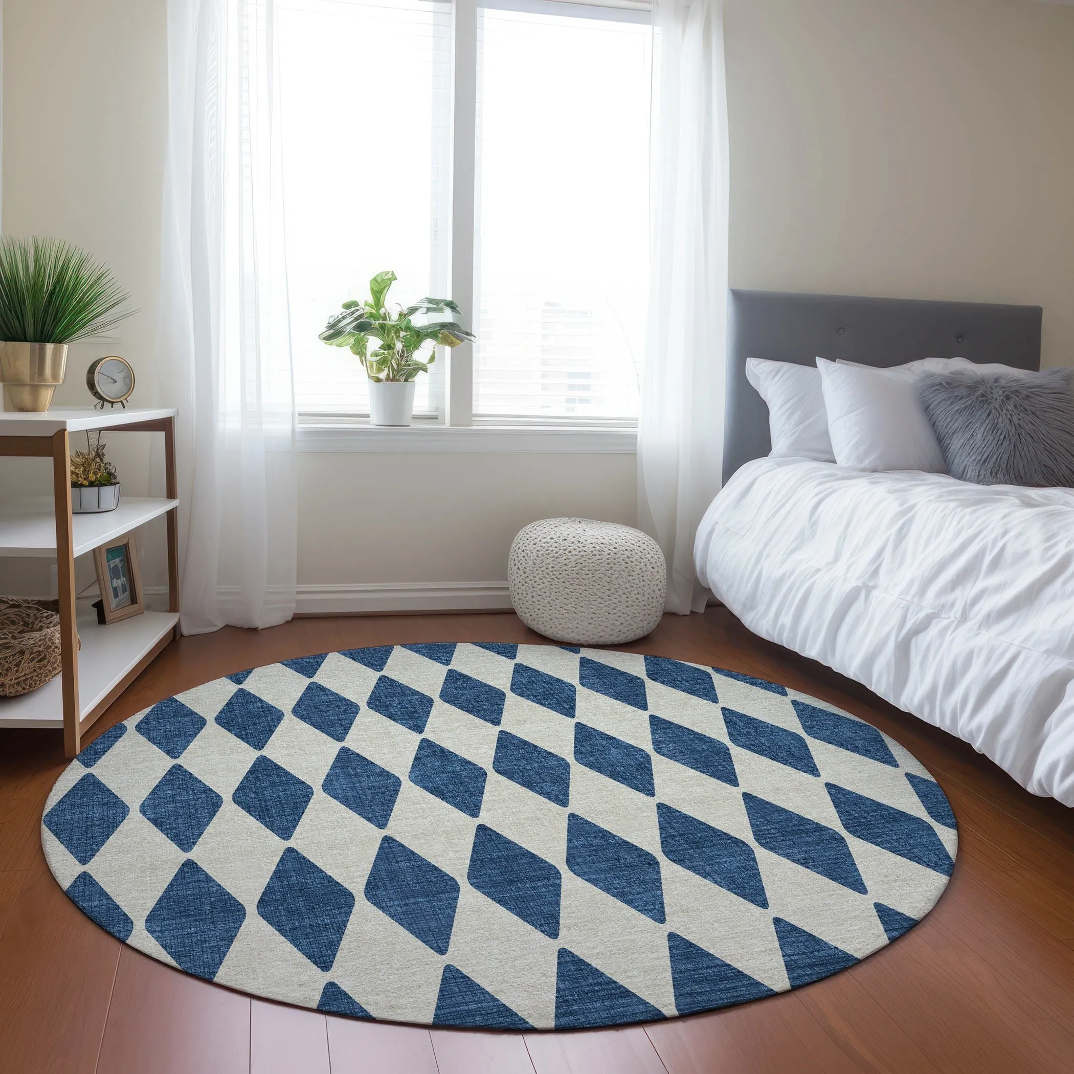 Machine Washable Indoor/ Outdoor Chantille Diamond Argyle Rug