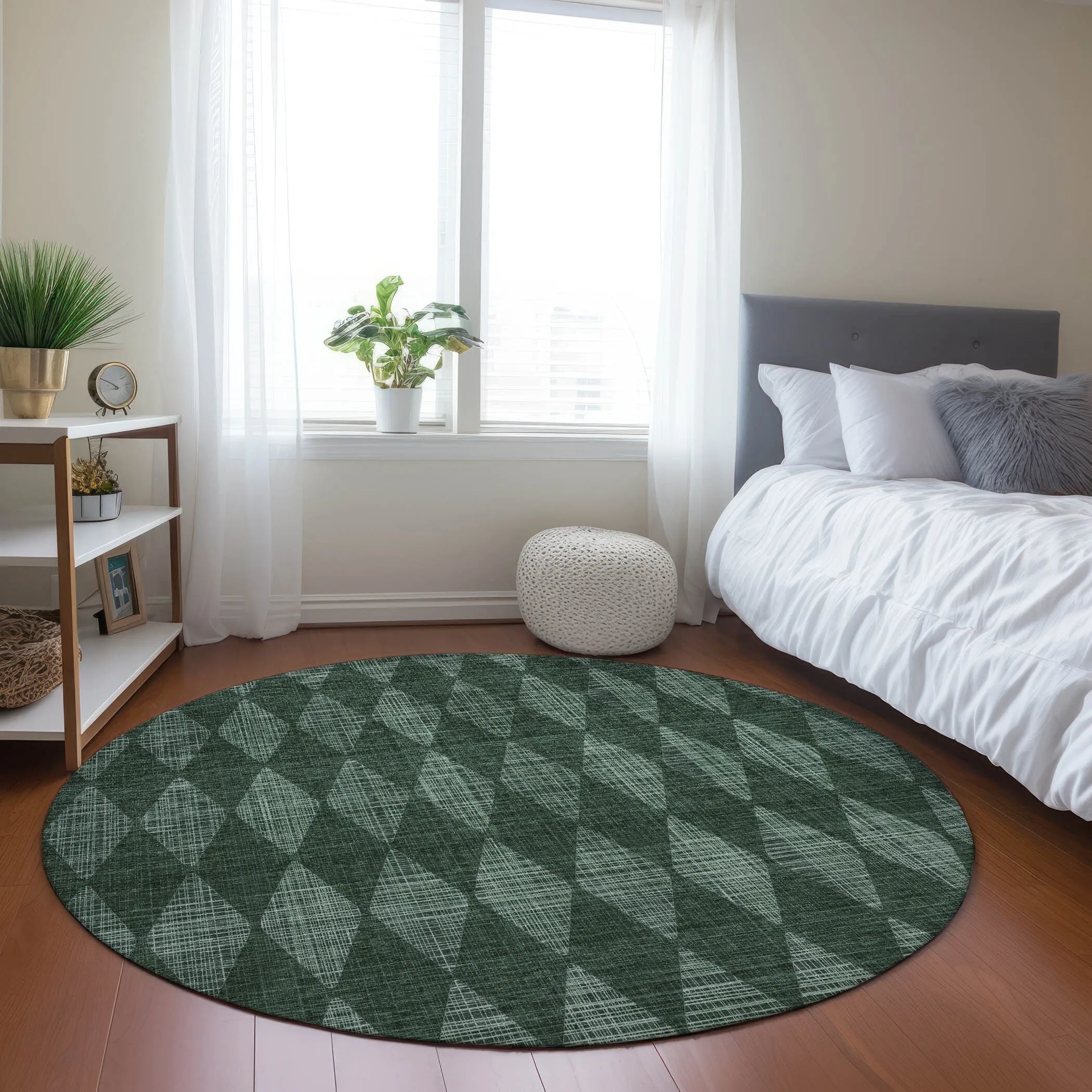Machine Washable Indoor/ Outdoor Chantille Diamond Argyle Rug