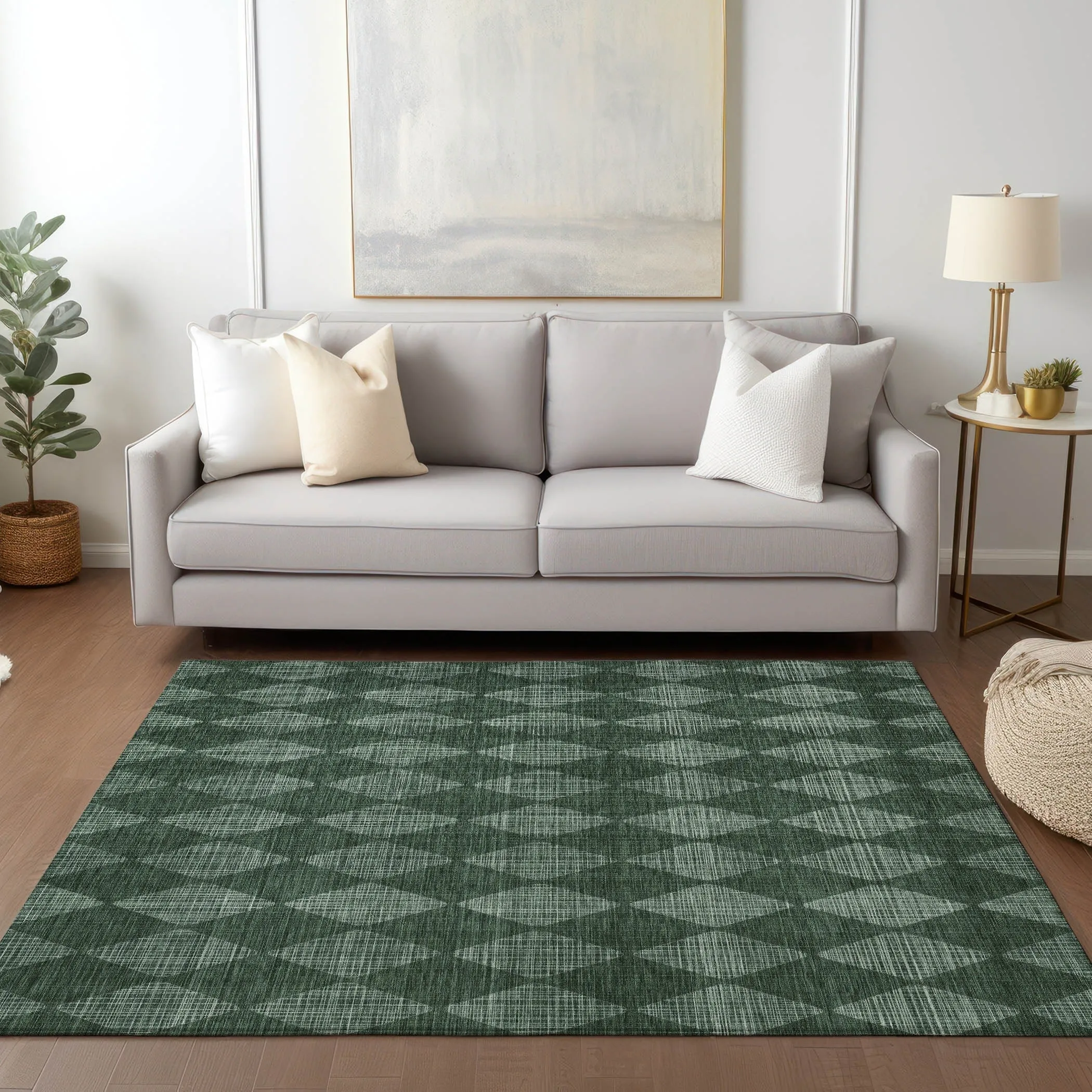 Machine Washable Indoor/ Outdoor Chantille Diamond Argyle Rug