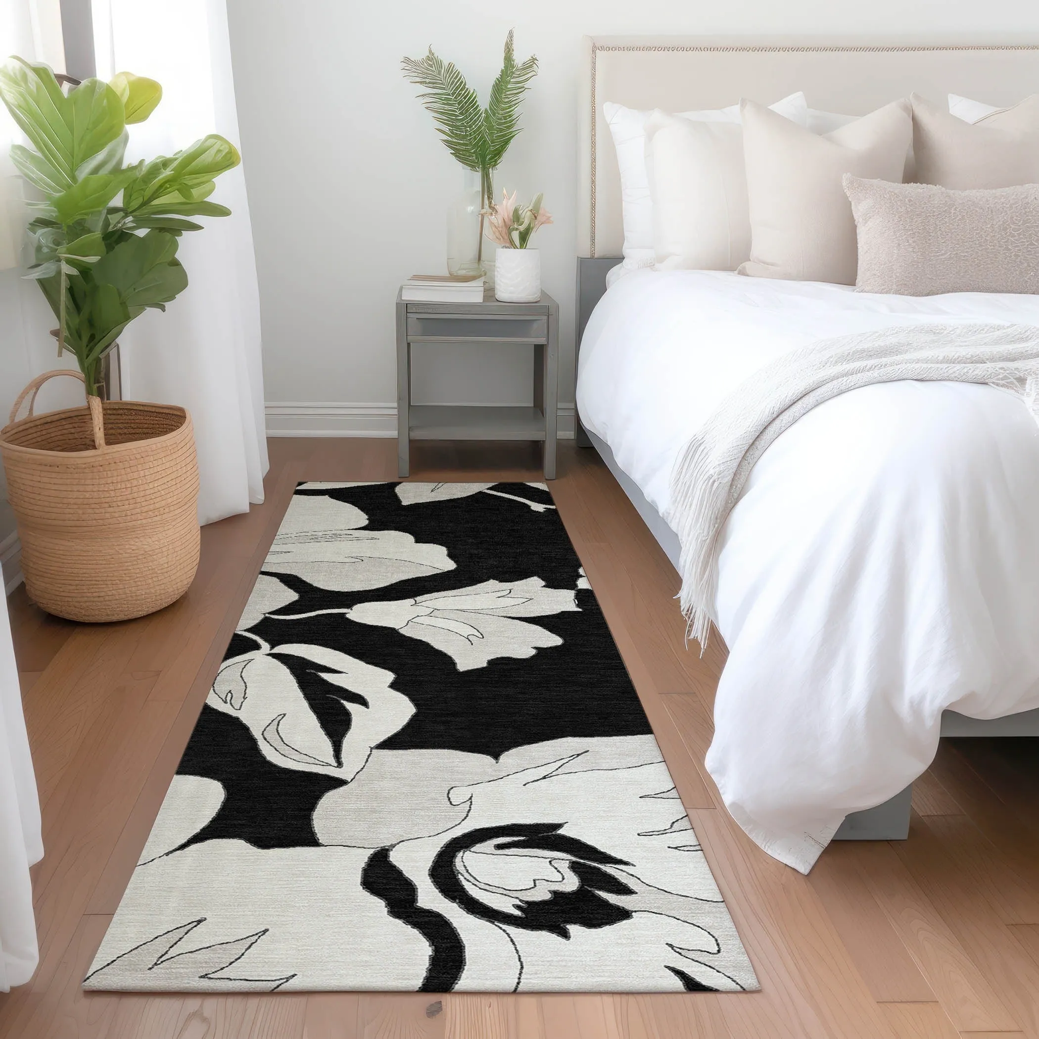 Machine Washable Indoor/ Outdoor Chantille Floral Rug