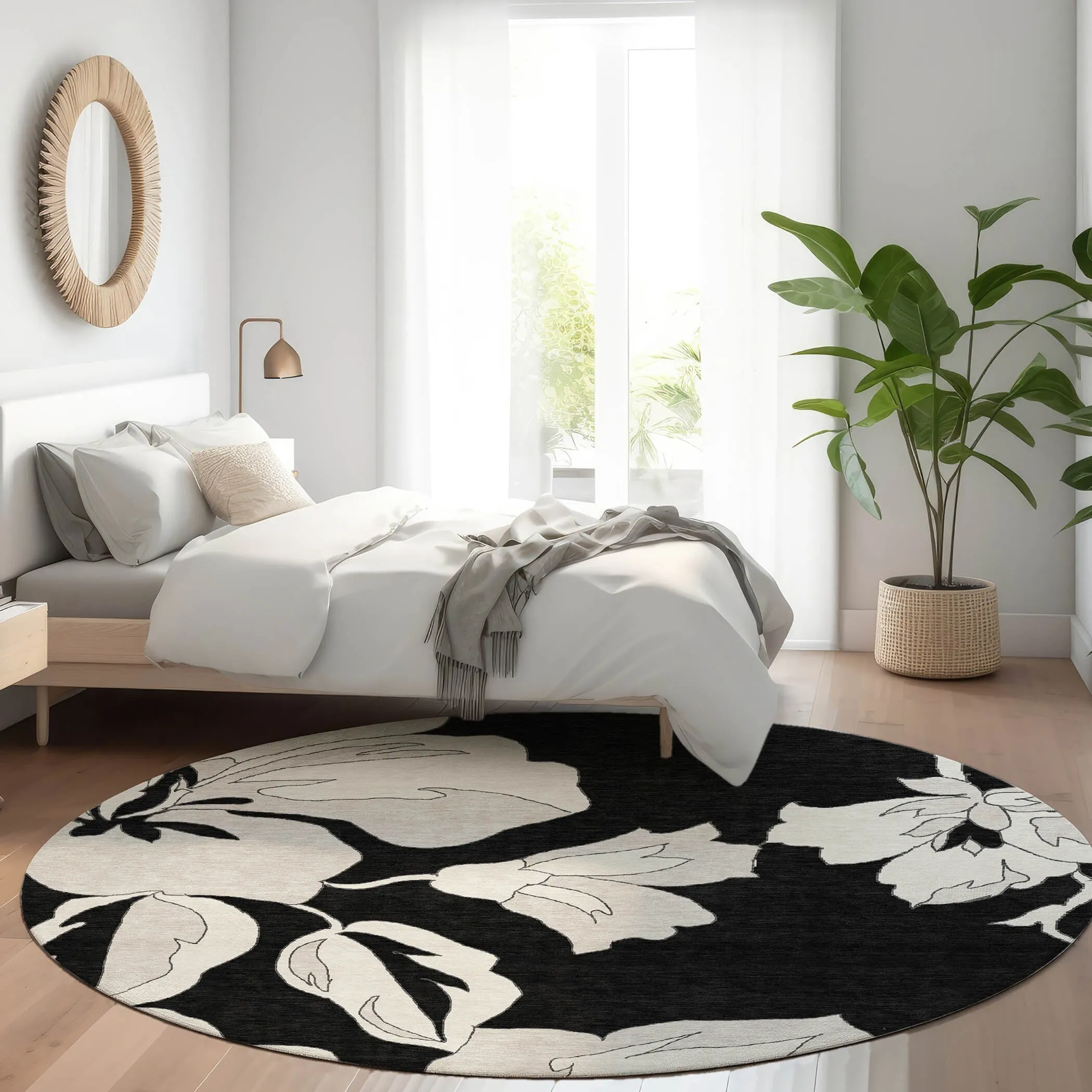 Machine Washable Indoor/ Outdoor Chantille Floral Rug