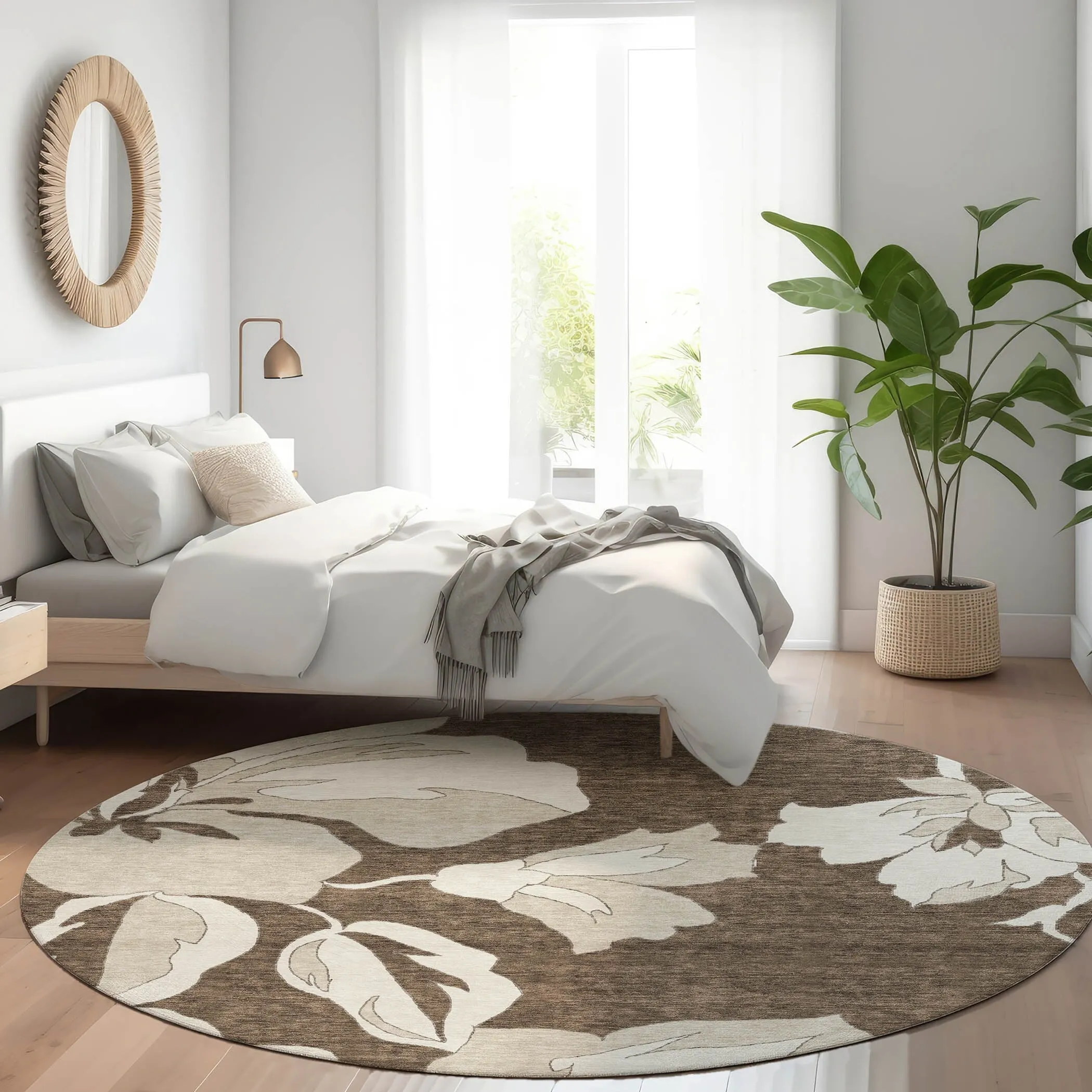 Machine Washable Indoor/ Outdoor Chantille Floral Rug