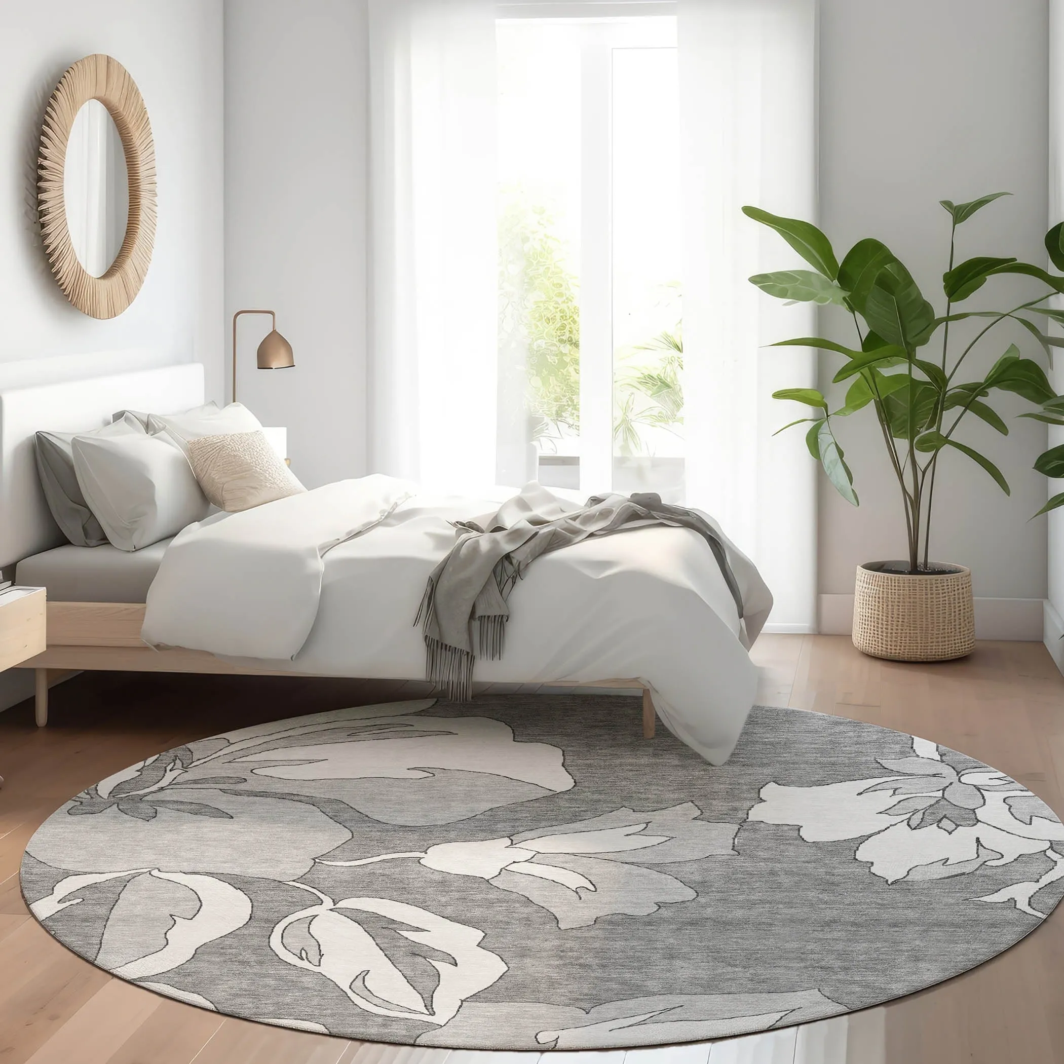Machine Washable Indoor/ Outdoor Chantille Floral Rug