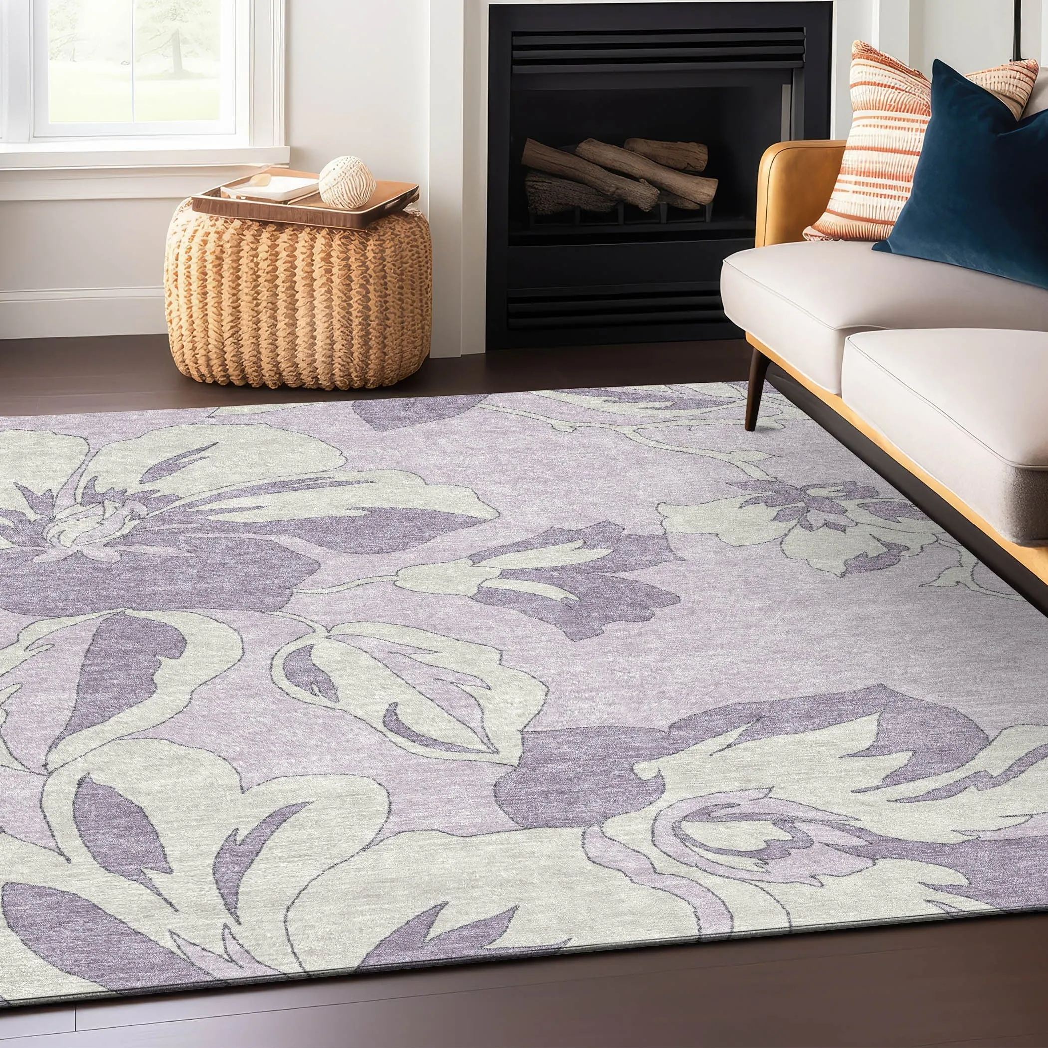 Machine Washable Indoor/ Outdoor Chantille Floral Rug