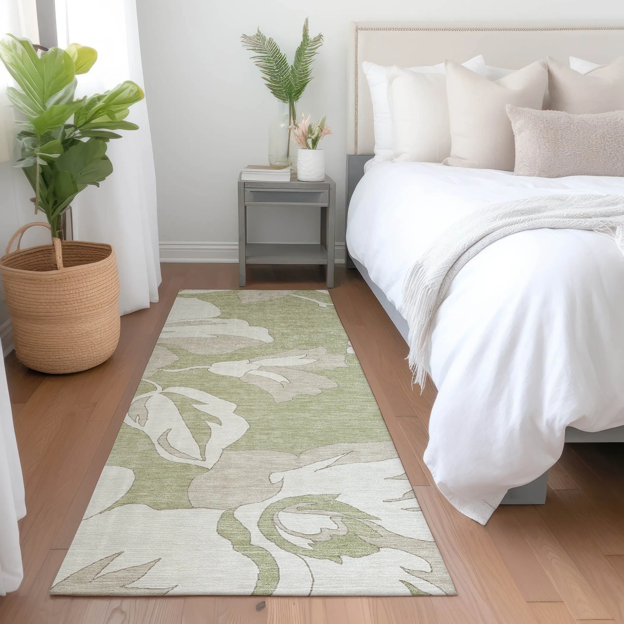 Machine Washable Indoor/ Outdoor Chantille Floral Rug