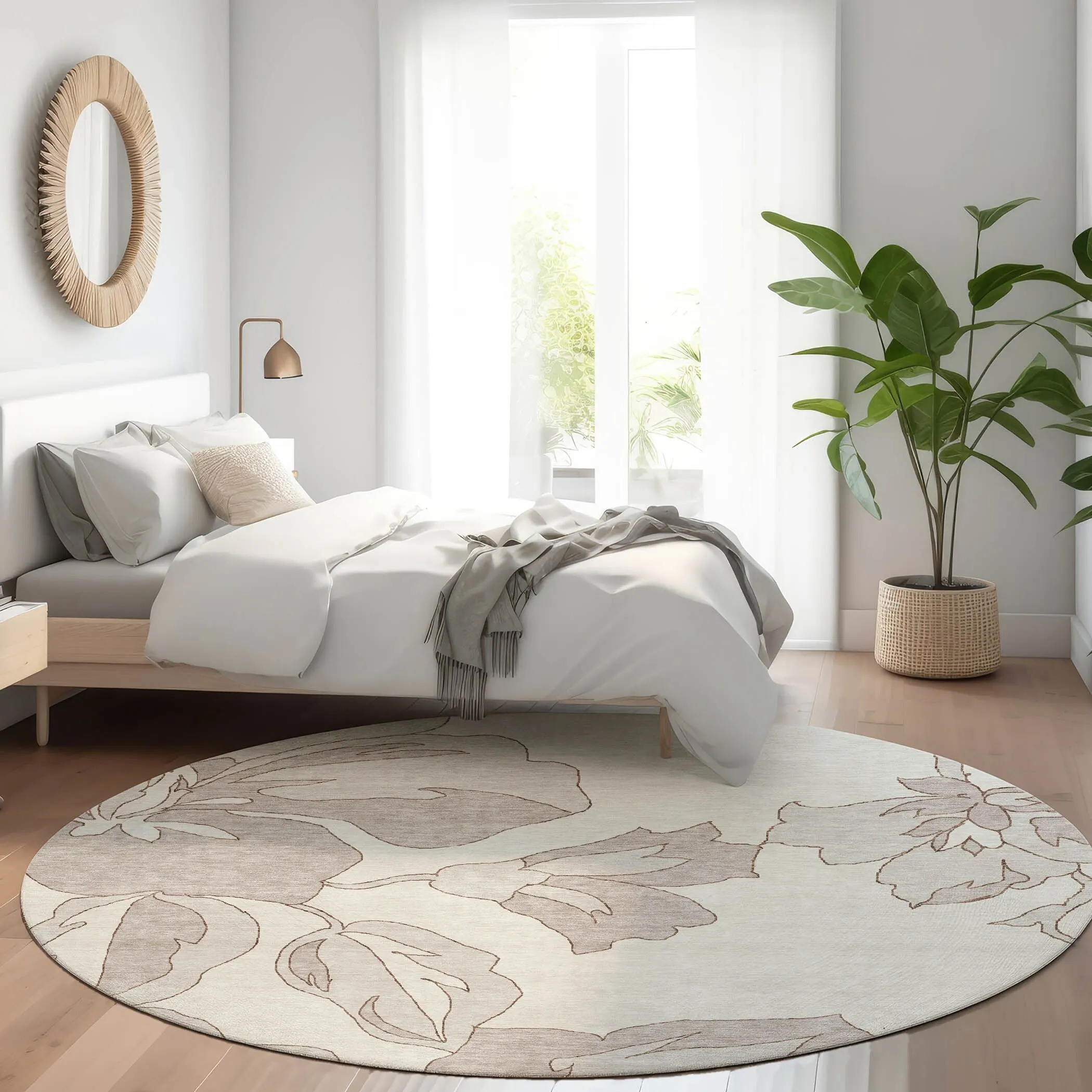 Machine Washable Indoor/ Outdoor Chantille Floral Rug