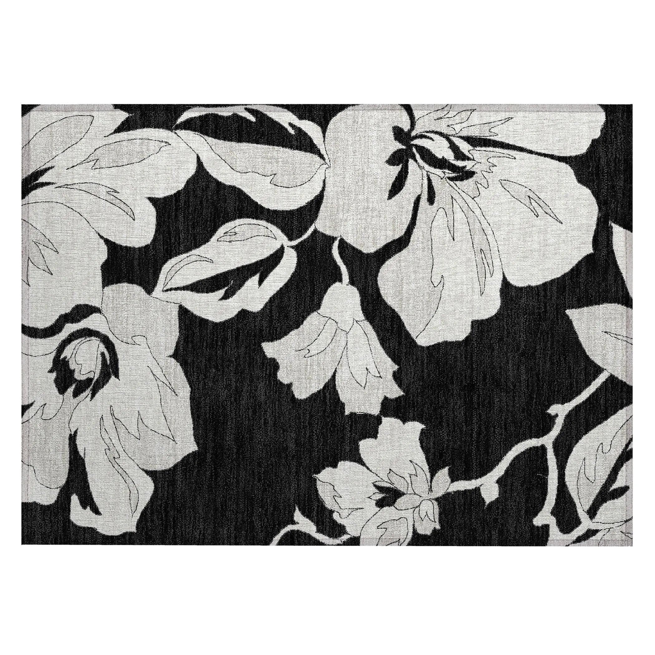 Machine Washable Indoor/ Outdoor Chantille Floral Rug