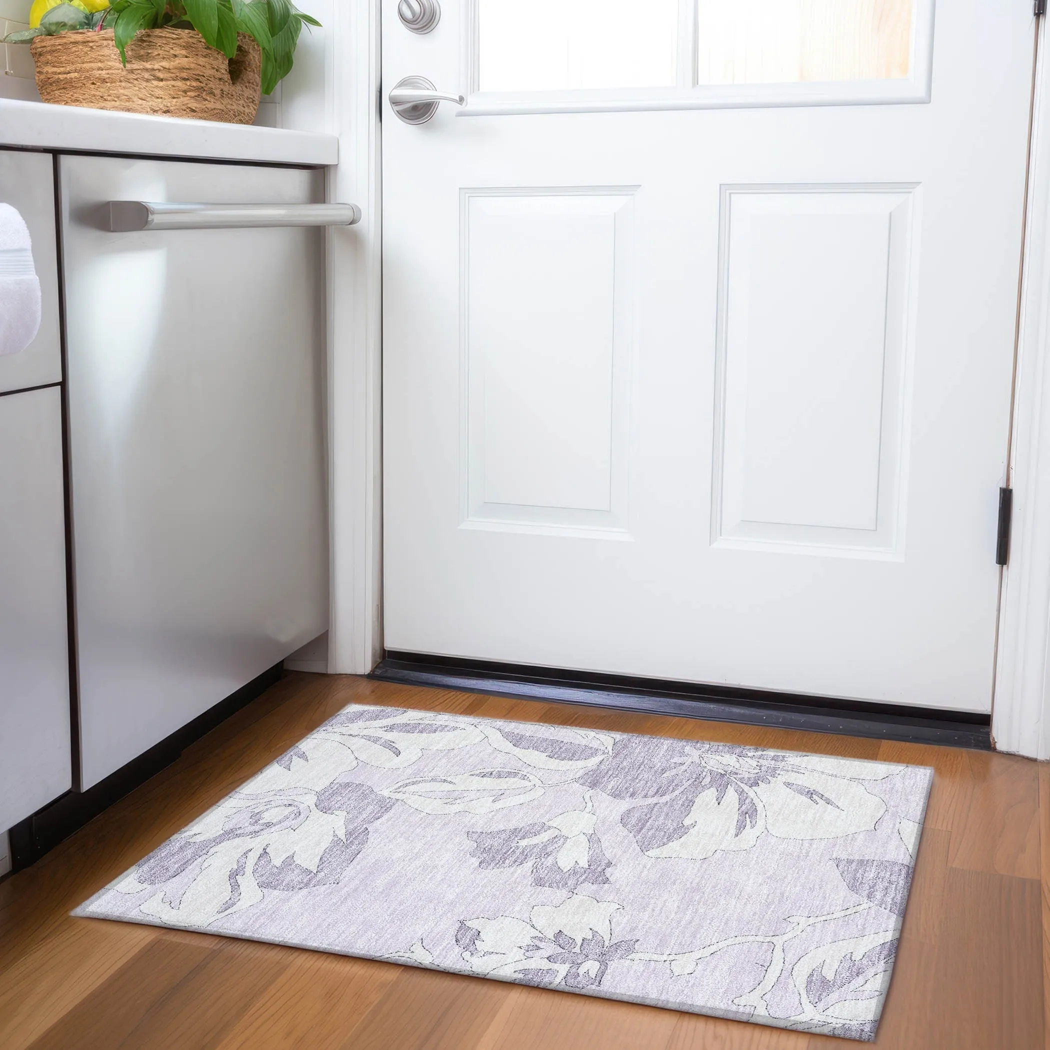 Machine Washable Indoor/ Outdoor Chantille Floral Rug