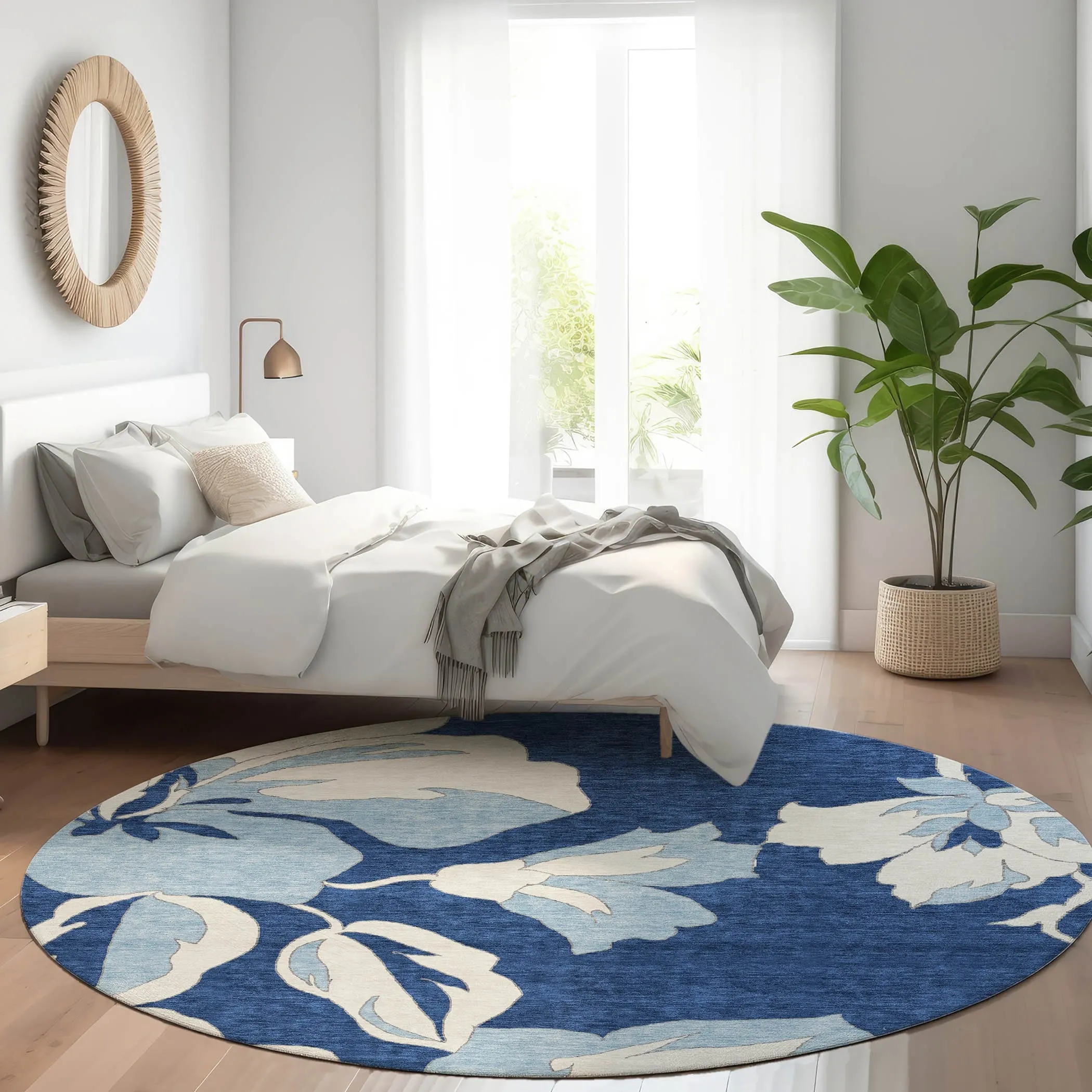 Machine Washable Indoor/ Outdoor Chantille Floral Rug