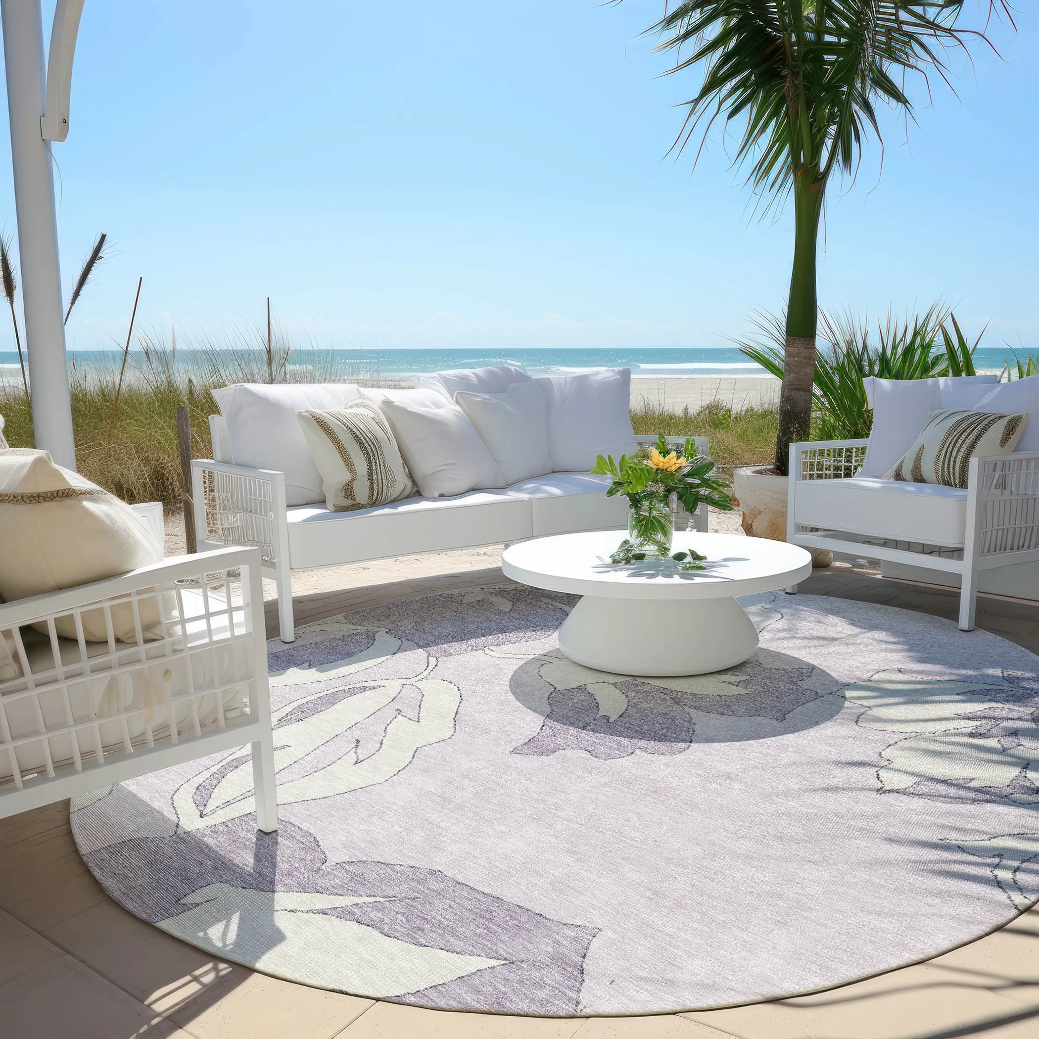 Machine Washable Indoor/ Outdoor Chantille Floral Rug