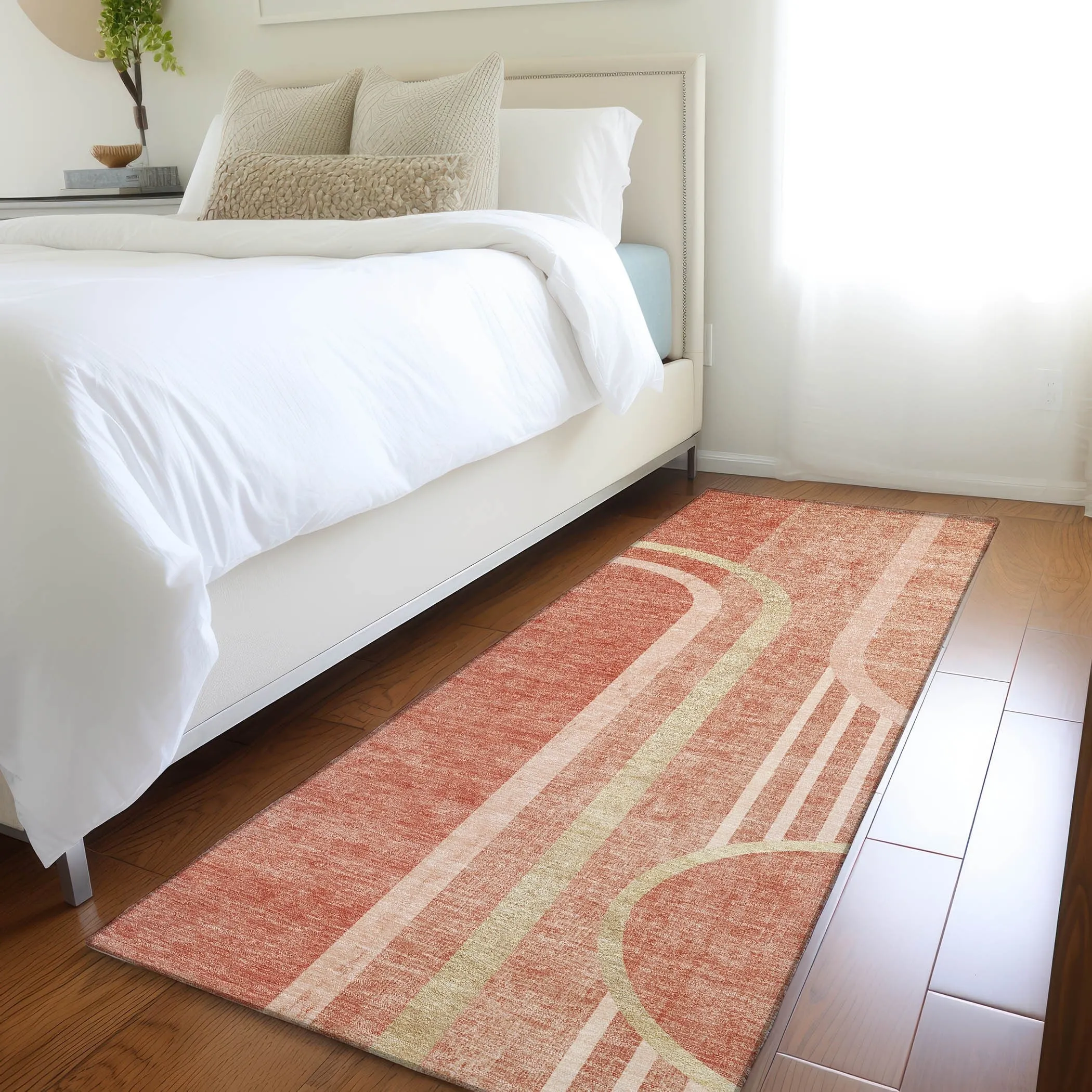 Machine Washable Indoor/ Outdoor Chantille Mid Century Modern Rug