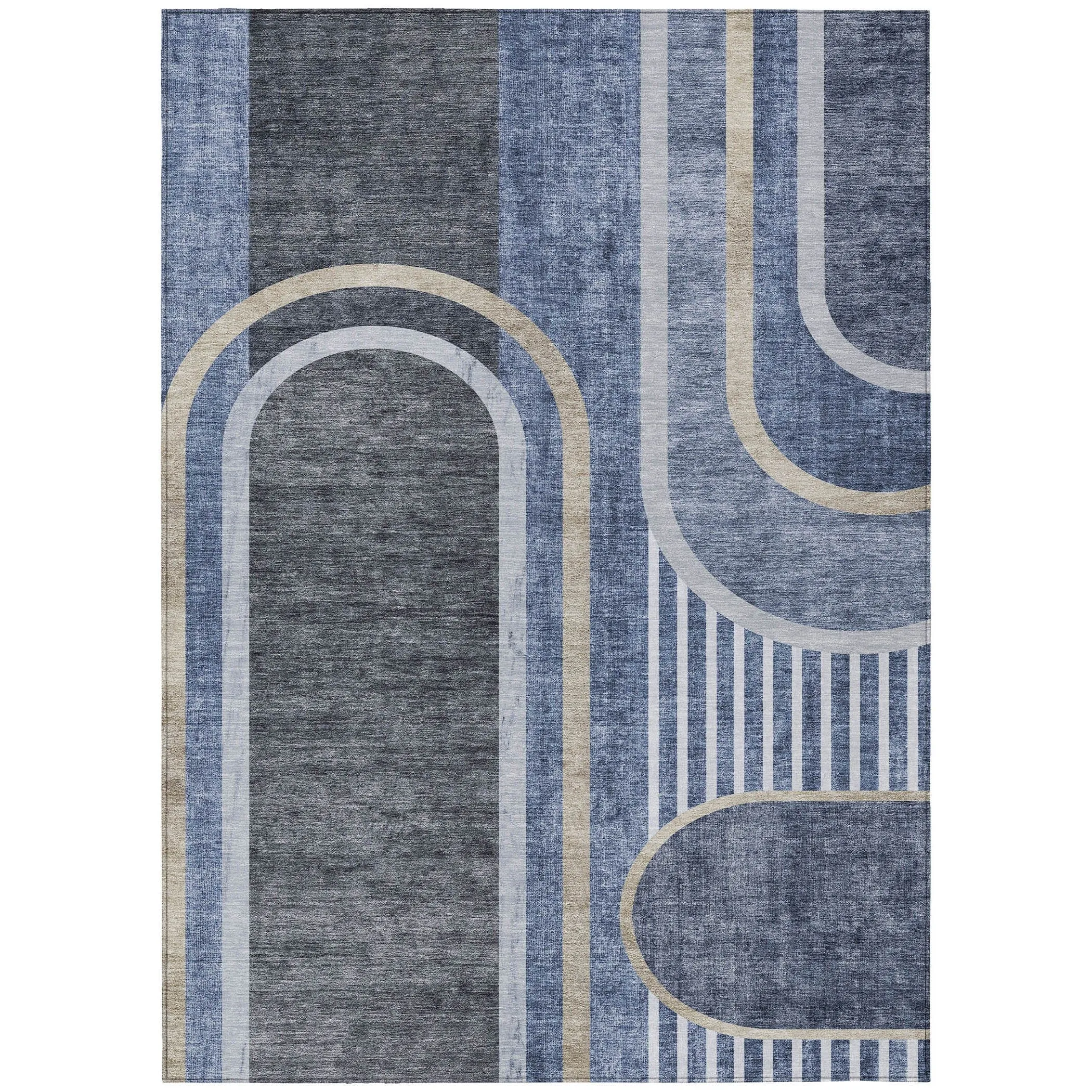 Machine Washable Indoor/ Outdoor Chantille Mid Century Modern Rug
