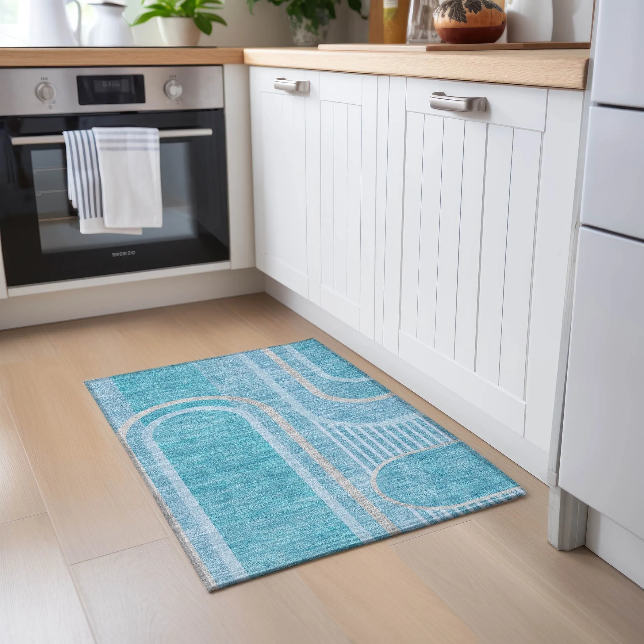 Machine Washable Indoor/ Outdoor Chantille Mid Century Modern Rug